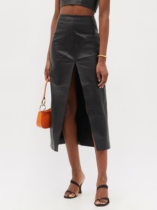 Peta front-slit leather midi skirt | Dodo Bar Or | MATCHESFASHION JP