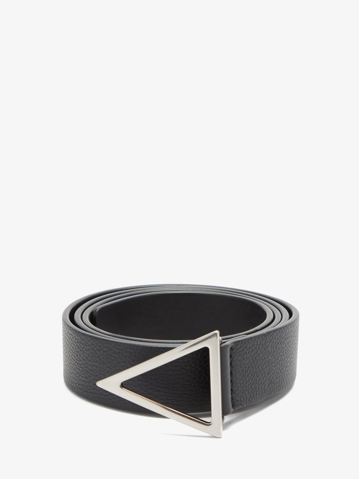 보테가 베네타 트라이앵글 버클 벨트 Bottega Veneta Black Triangle-buckle grained-leather belt