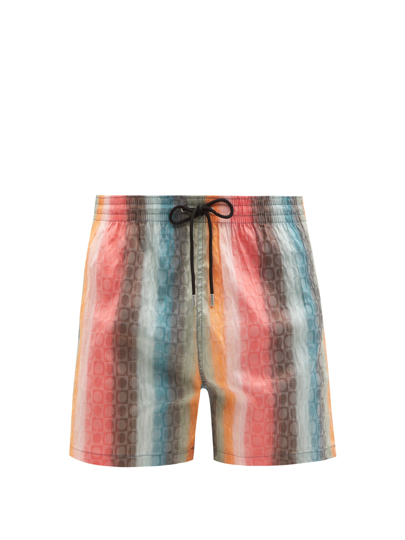 폴 스미스 Paul Smith Blue Stripe and geometric-jacquard swim shorts