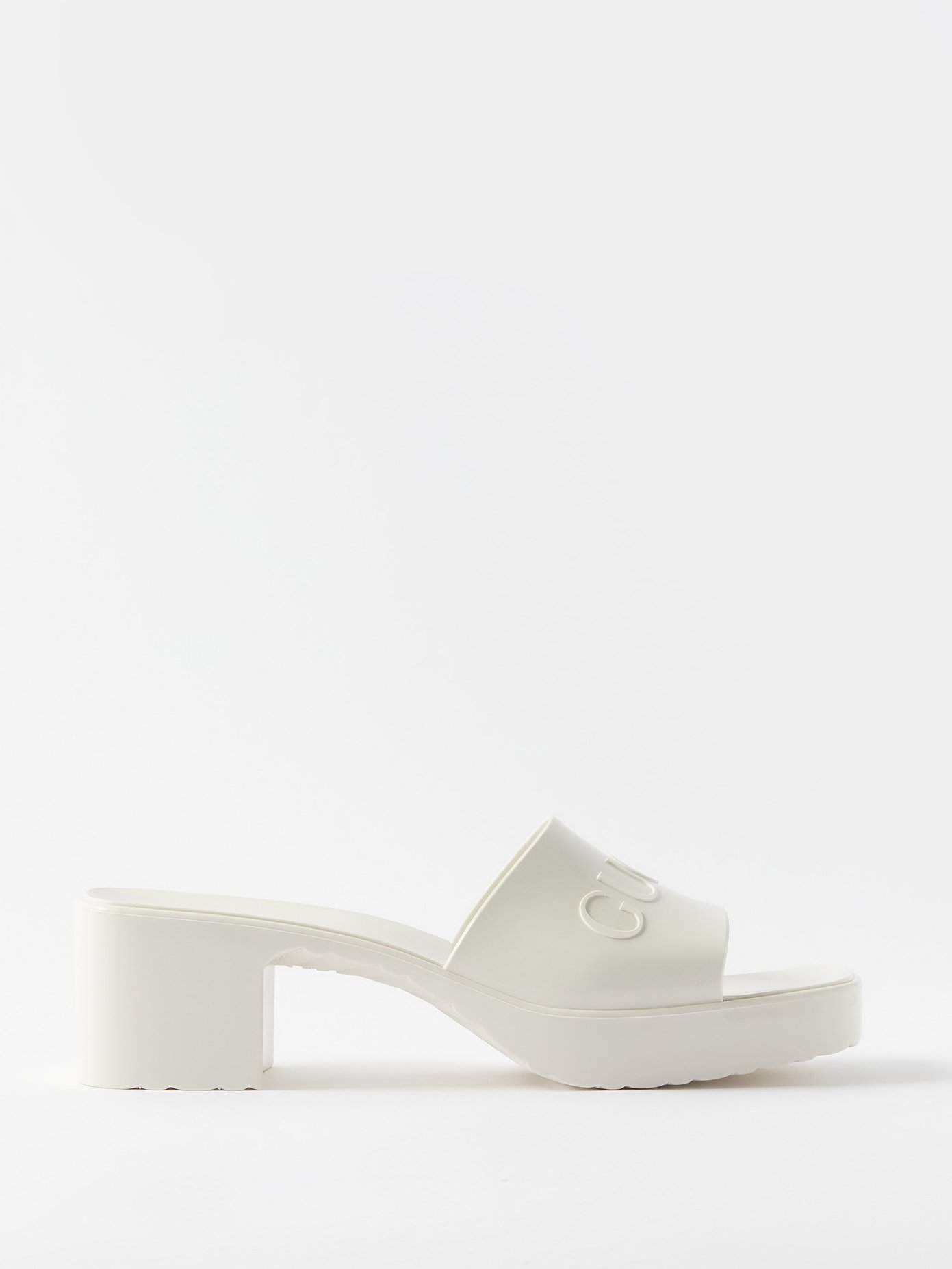 구찌 샌들 Gucci White Logo-embossed sandals