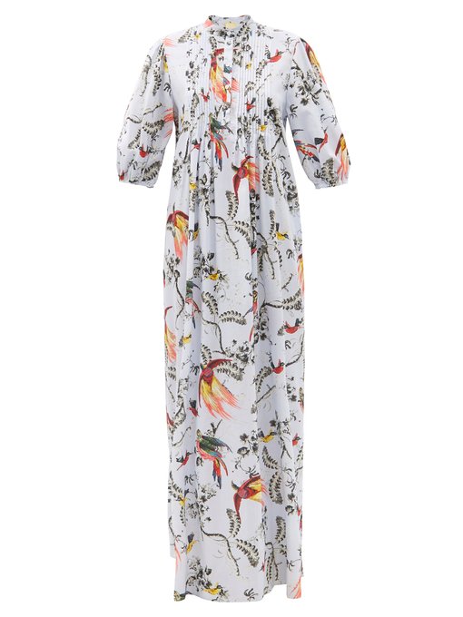 Vacation Mustique parrot-print cotton-blend dress | Erdem ...