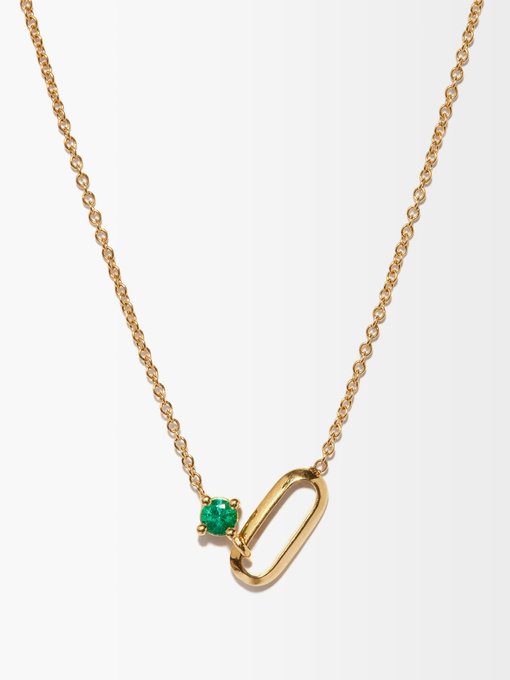 May birthstone emerald & 18kt gold necklace | Lizzie Mandler ...