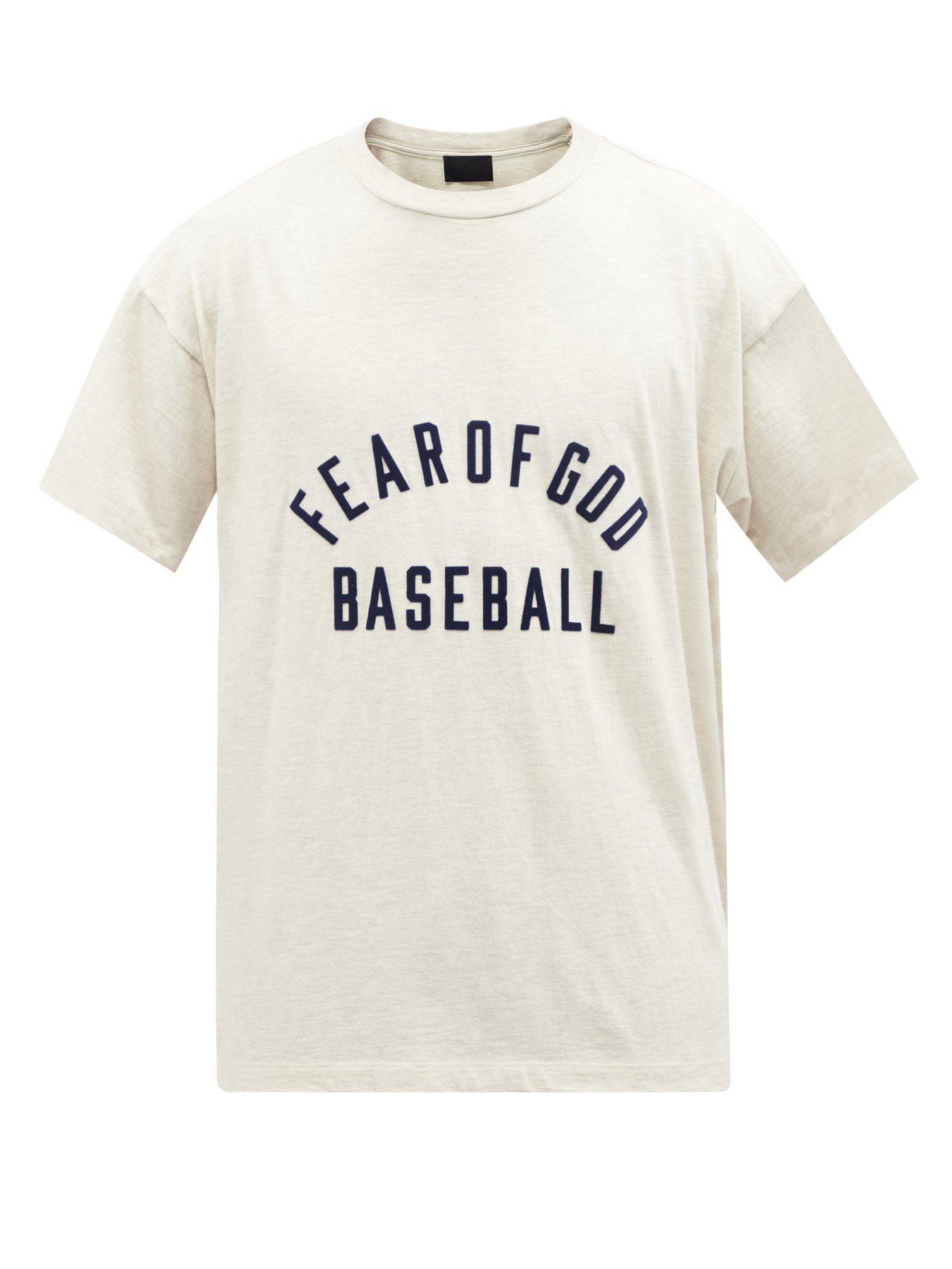 피어오브갓 베이스볼 로고 티셔츠 Fear Of God White Baseball logo-print cotton-jersey T-shirt