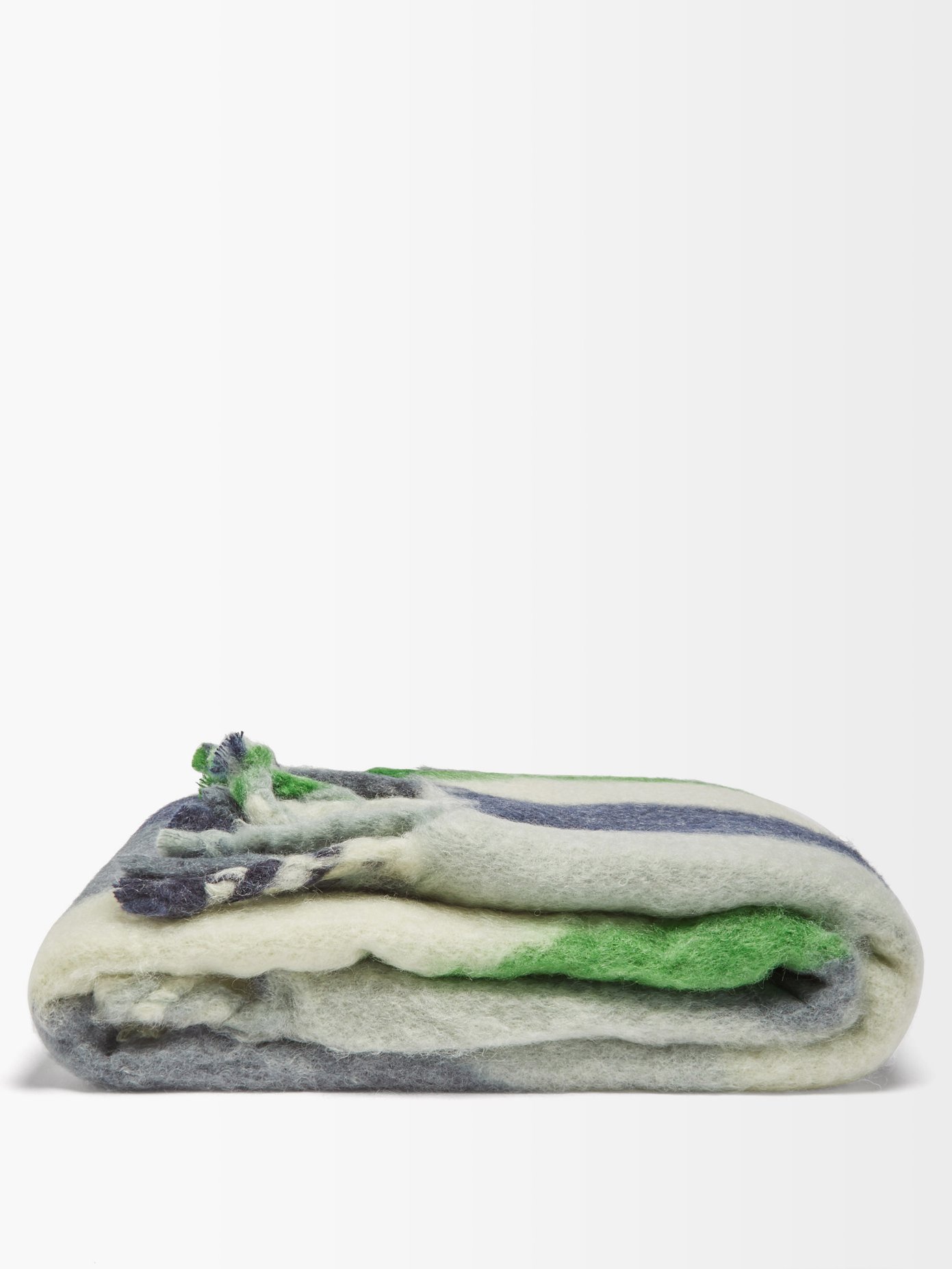 질 샌더 브러쉬드 모헤어 블랭킷 Jil Sander Grey Colour-block brushed mohair-blend blanket