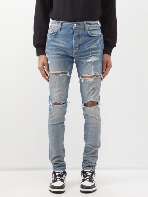 Amiri/'s Slim Pants Ripped Yellow Lacquer High Street Jeans