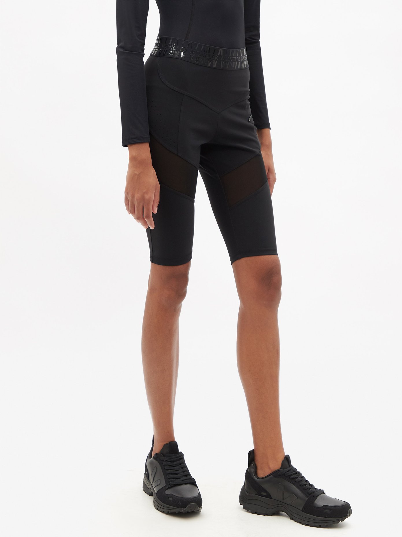 몽클레어 Moncler Black Logo-waistband technical-jersey cycling shorts