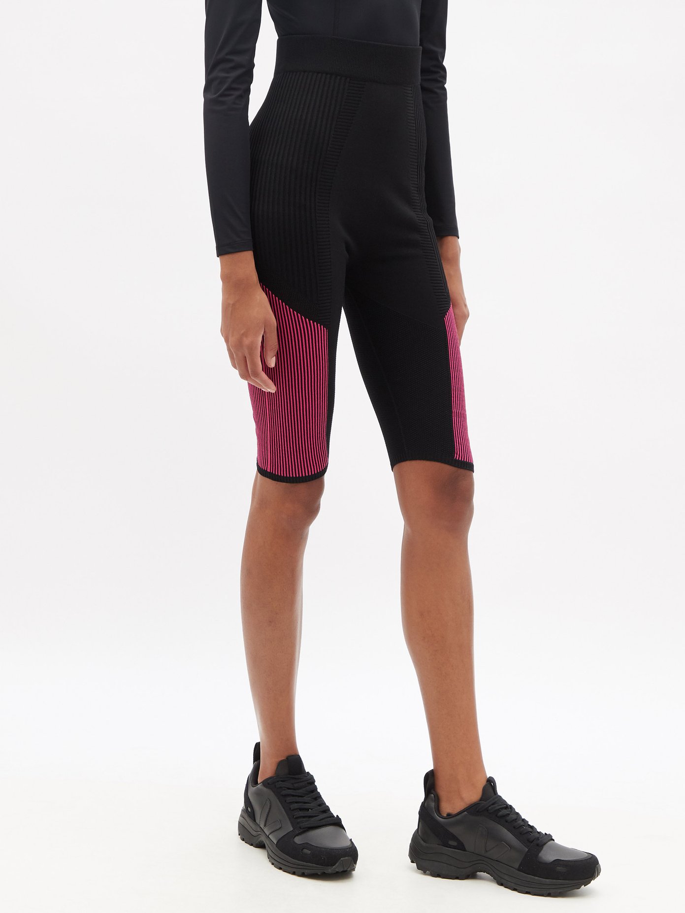 몽클레어 Moncler Black Ribbed-panel technical-jersey cycling shorts