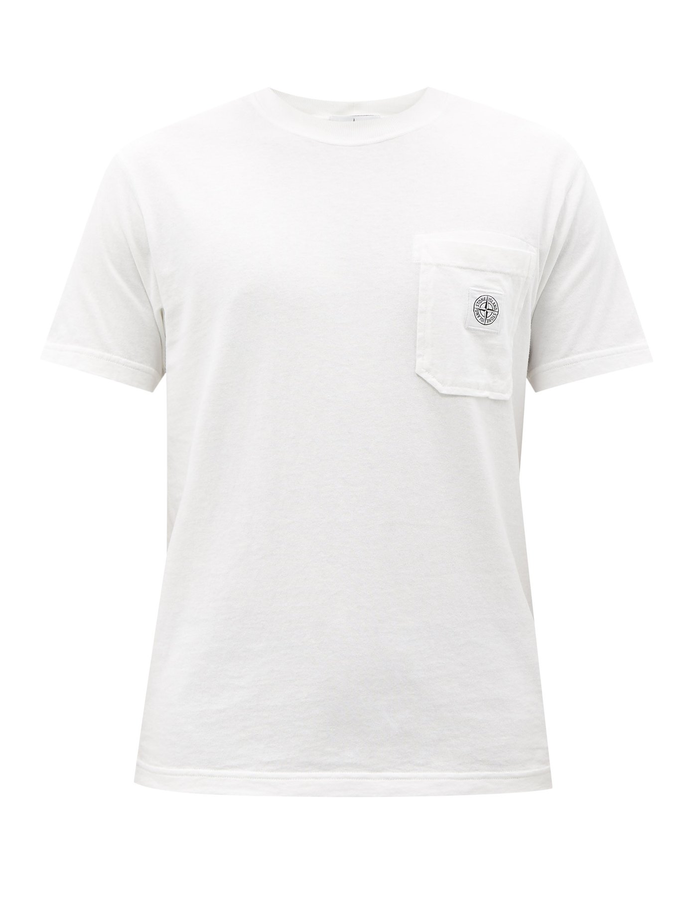 스톤 아일랜드 티셔츠 Stone Island White Logo-pocket cotton-jersey T-shirt