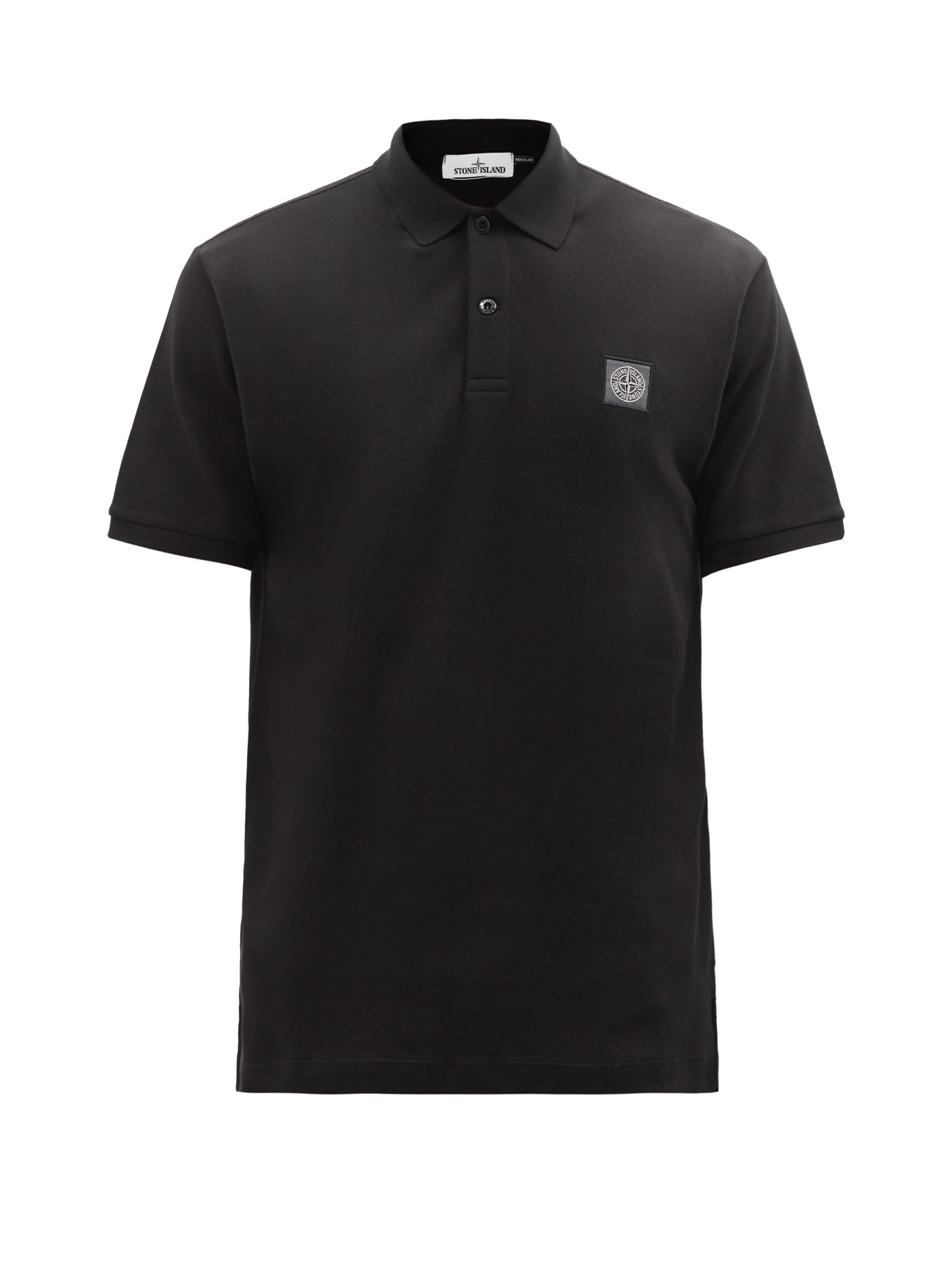 스톤 아일랜드 폴로 셔츠 Stone Island Black Logo-patch cotton-pique polo shirt