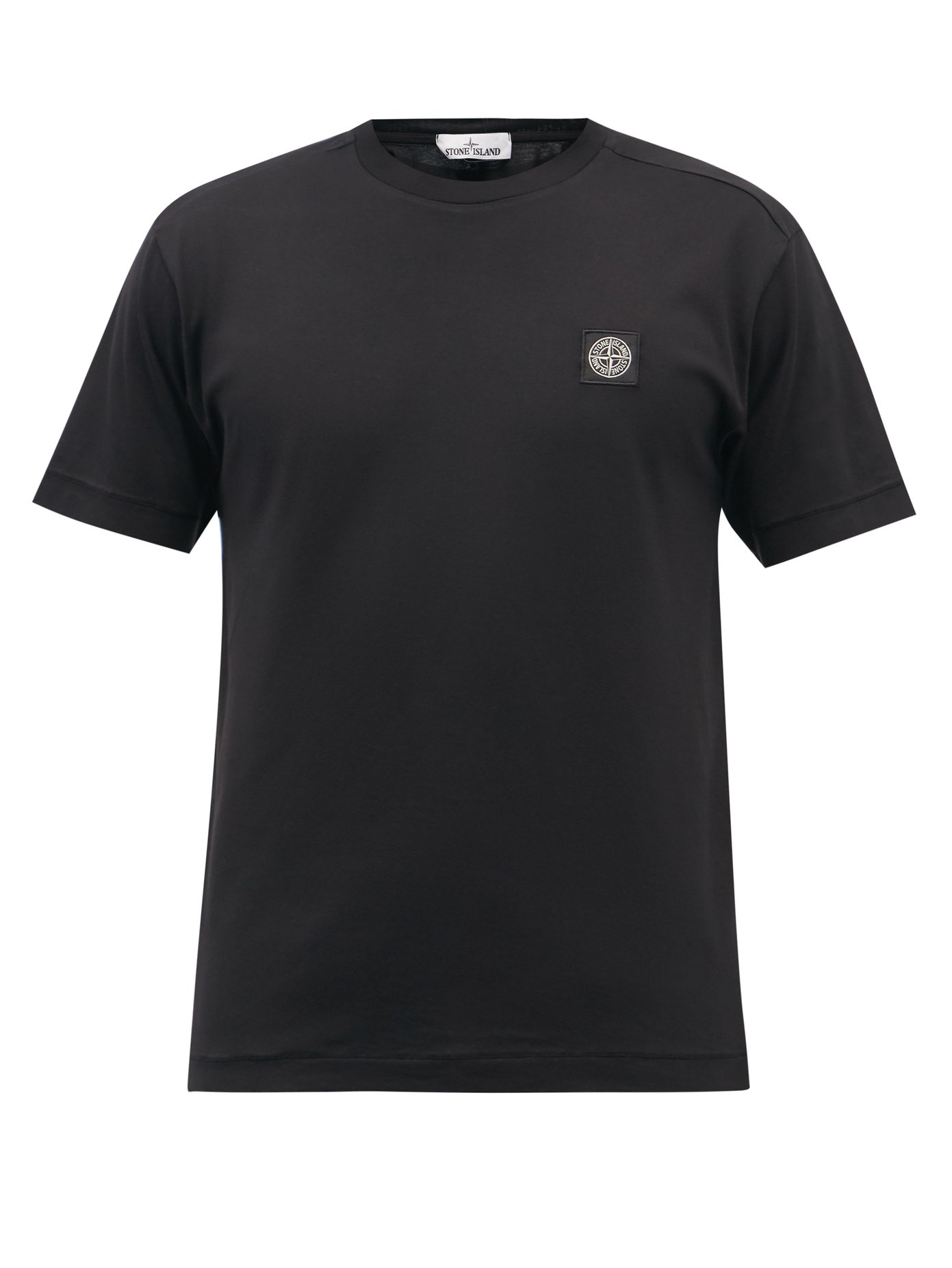 스톤 아일랜드 티셔츠 Stone Island Black Logo-patch cotton-jersey T-shirt
