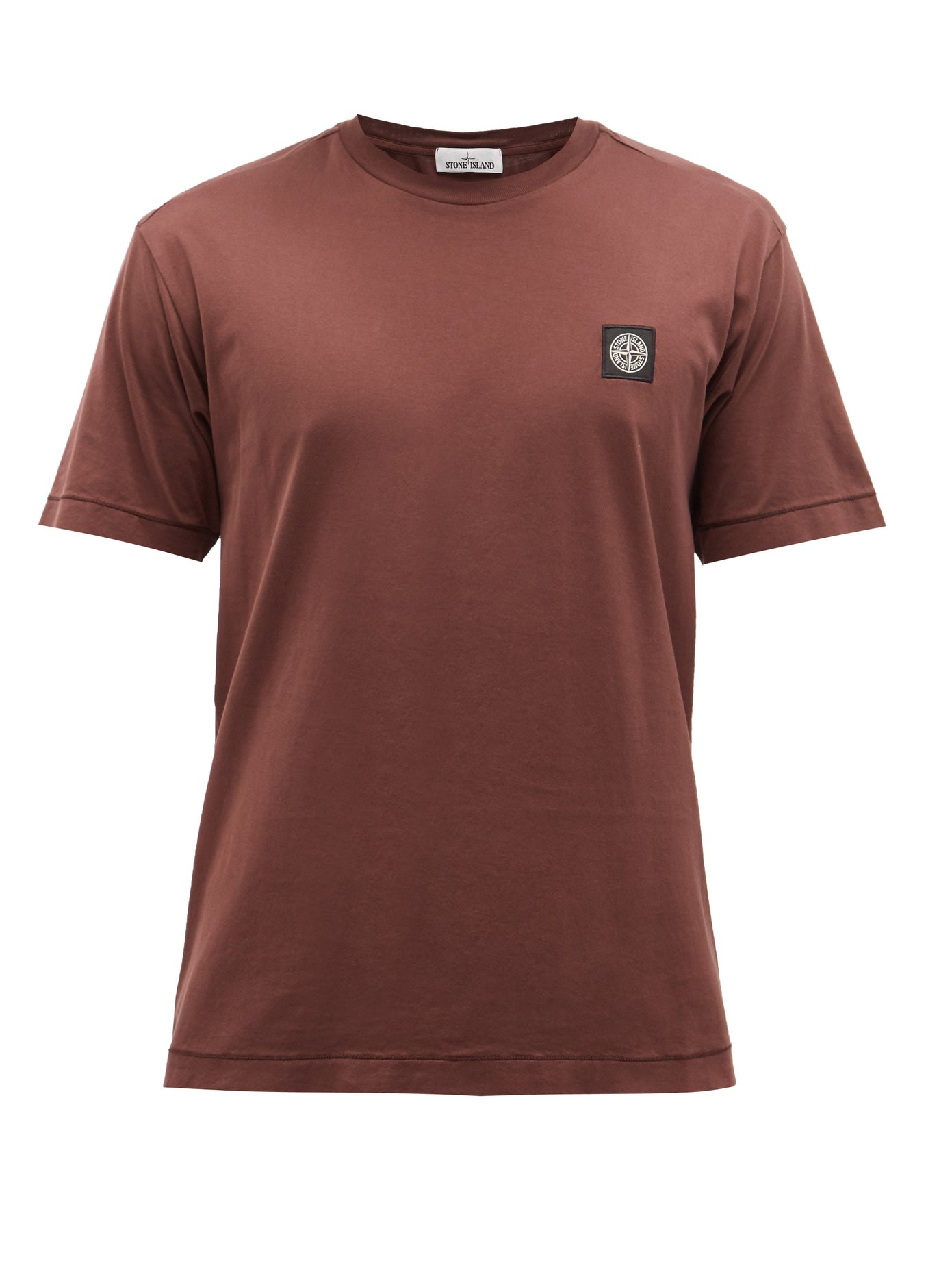 스톤 아일랜드 티셔츠 Stone Island Brown Logo-patch cotton-jersey T-shirt