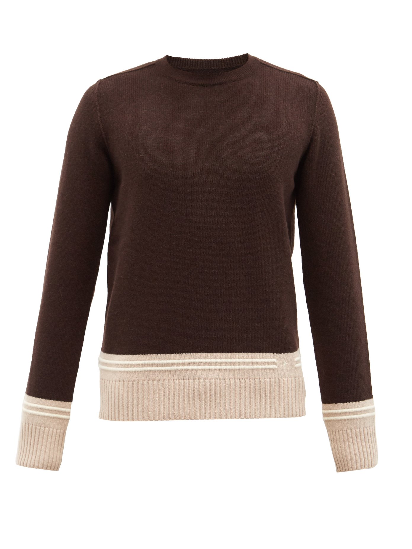 스톤 아일랜드 스웨터 Stone Island Brown Colour-block wool-blend sweater
