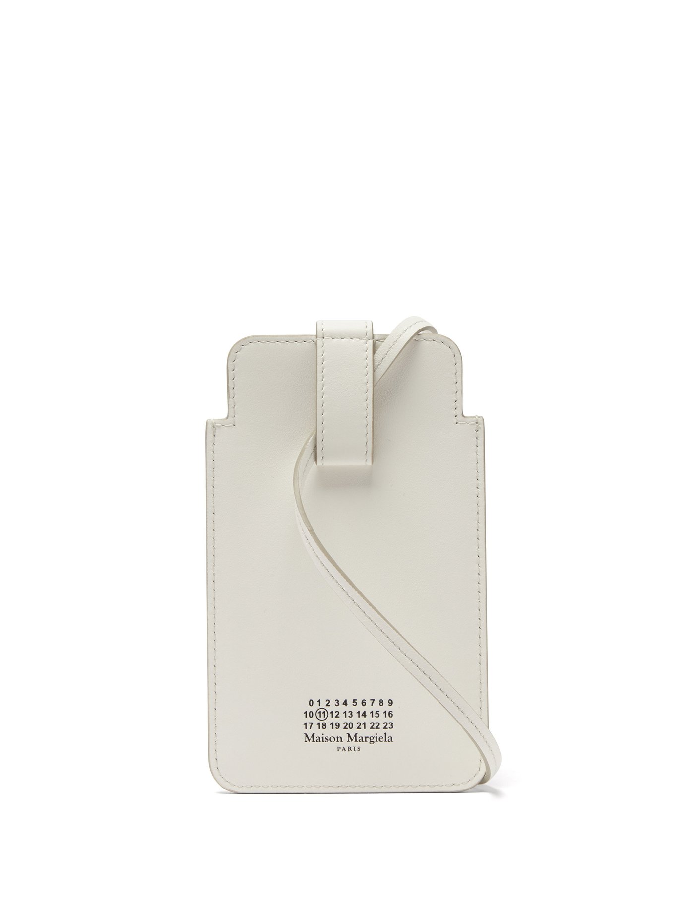 메종 마르지엘라 로고 프린트 폰백 Maison Margiela White Logo-print leather phone pouch