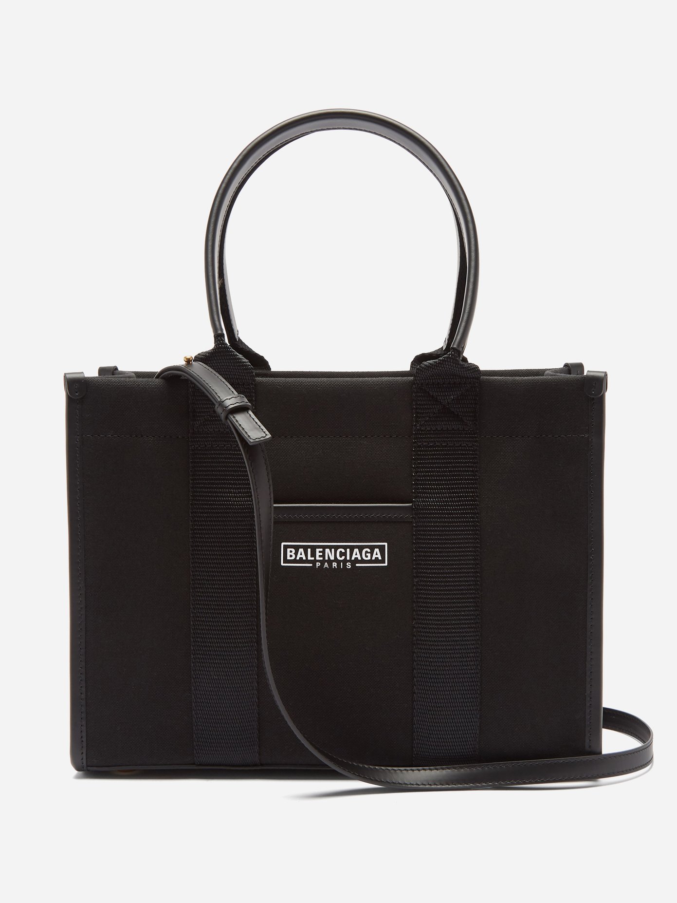 발렌시아가 네오 토트백 스몰 Balenciaga Black Neo S leather and cotton-canvas tote bag