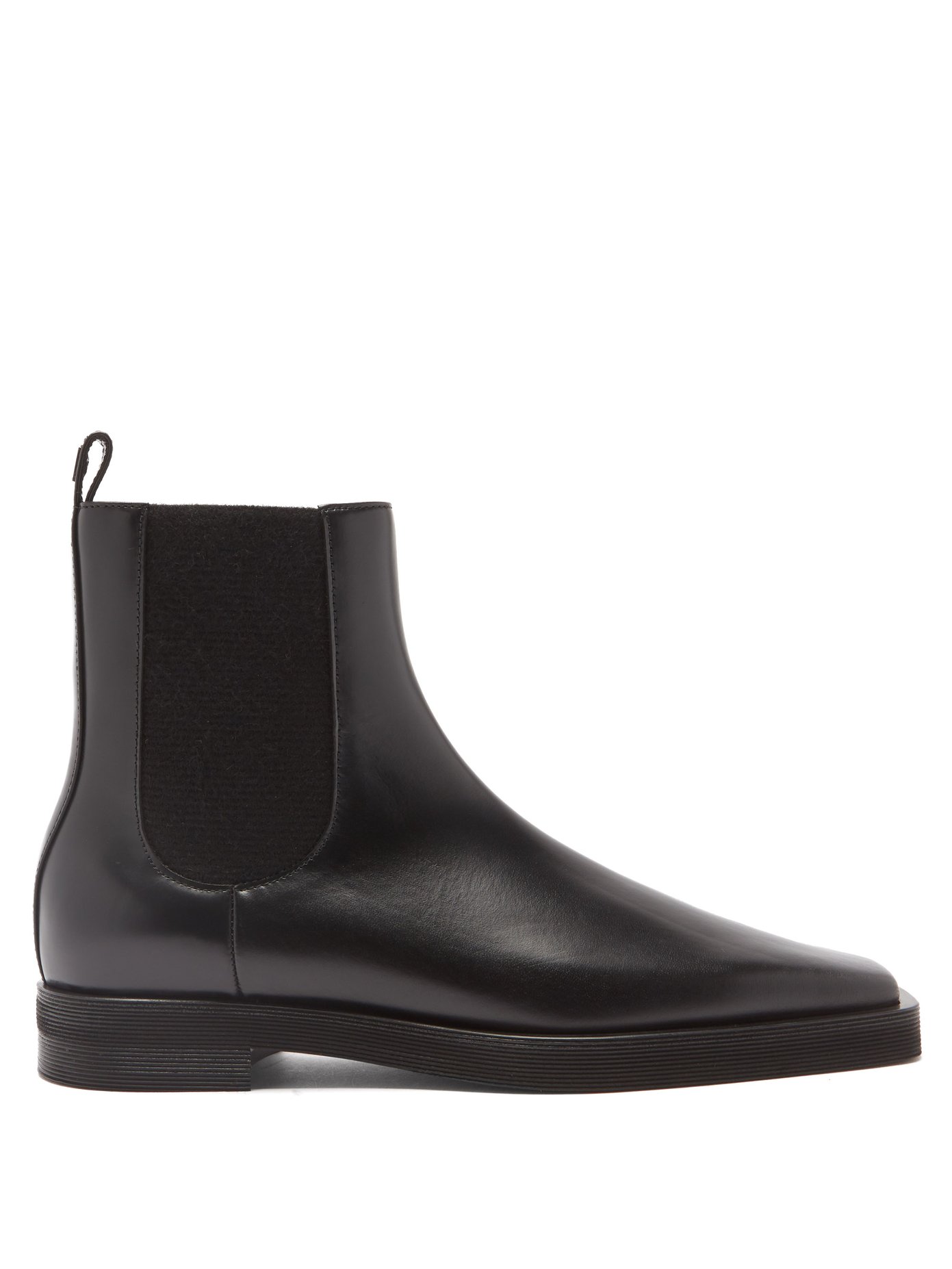 토템 첼시 부츠 Toteme Black Square-toe leather Chelsea boots