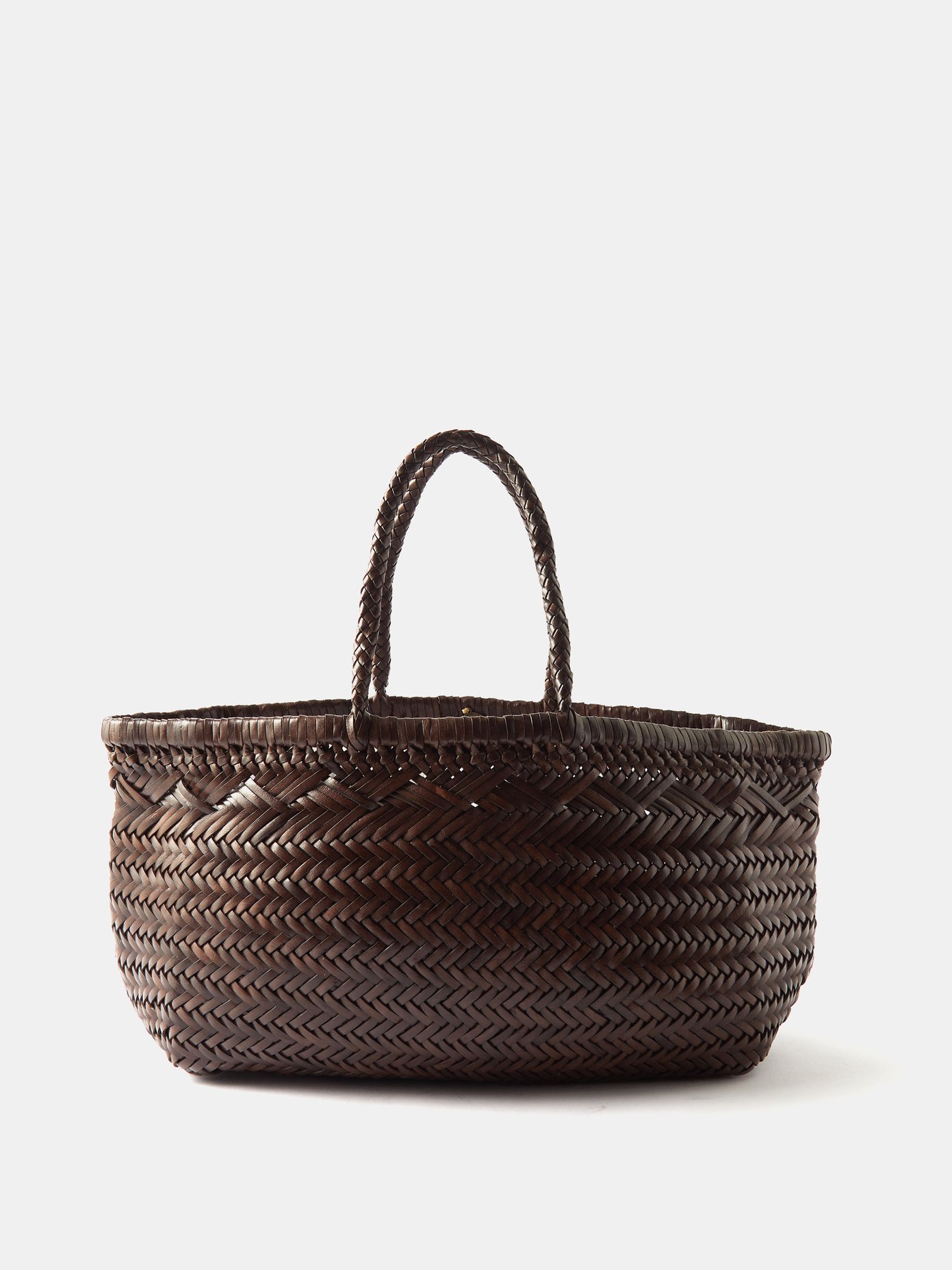 드래곤 디퓨전 바스켓백 Dragon Diffusion Brown Triple Jump woven-leather basket bag