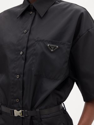 Combinaison à plaque logo triangulaire Synthétique Prada en coloris Noir Femme Vêtements Combinaisons Combinaisons longues 