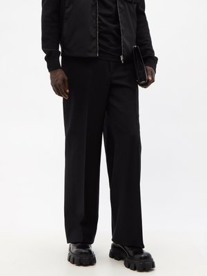 Homme Vêtements Pantalons décontractés Pantalon En Gabardine De Laine Synthétique Prada pour homme en coloris Noir élégants et chinos Pantalons casual 