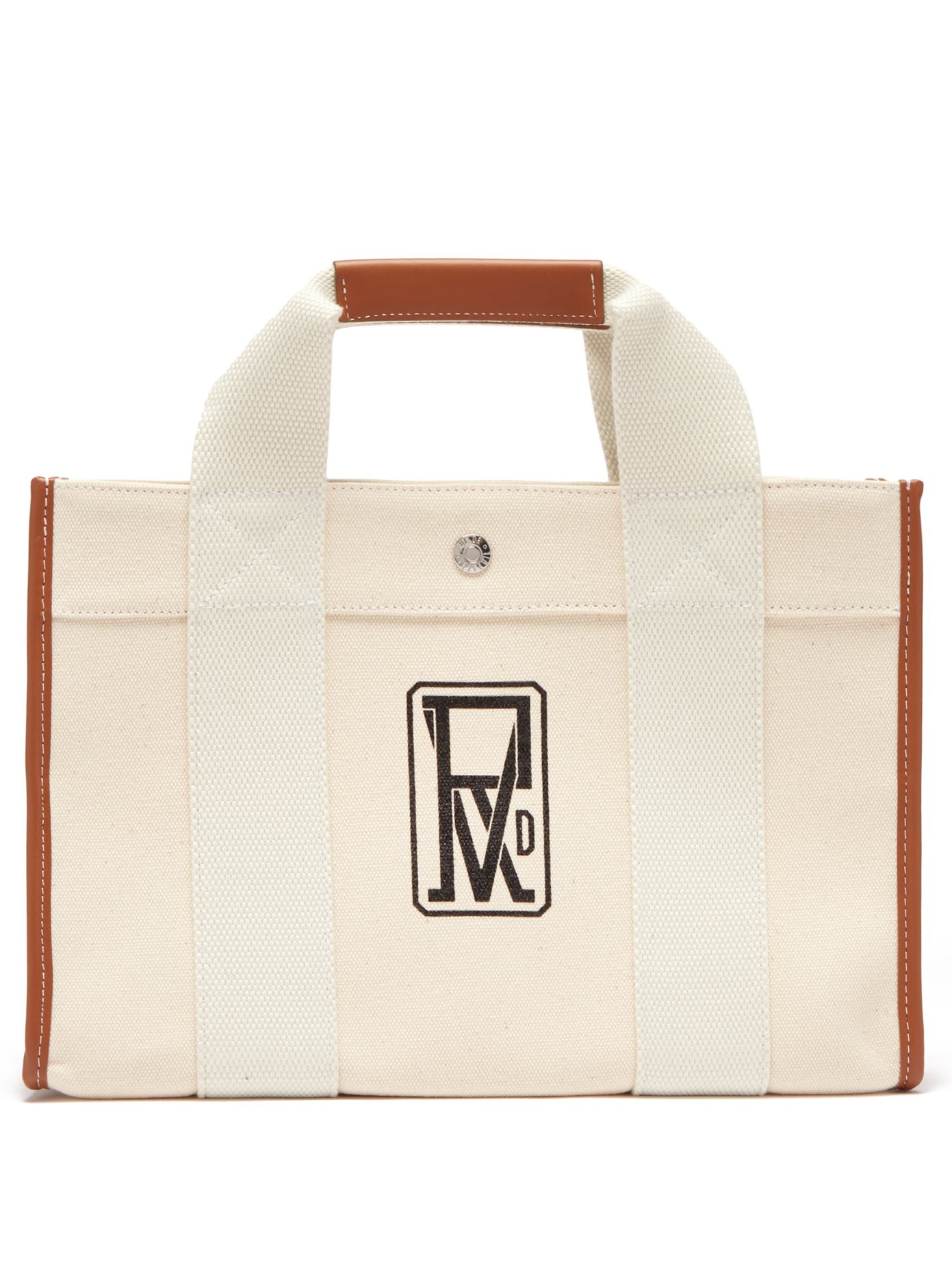 21FW 휘 드 베르누이 트래블러백 (프랑스 친환경 명품 에코백) Rue De Verneuil White Traveller leather-trim logo-print canvas tote bag