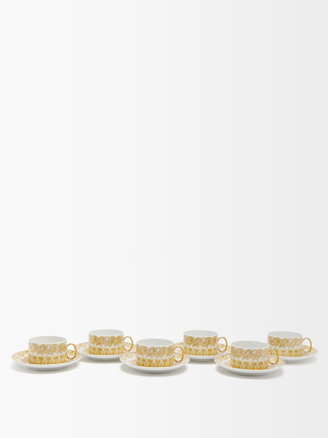베르사체 Versace MULTI Set of six Baroque porcelain teacups and saucers