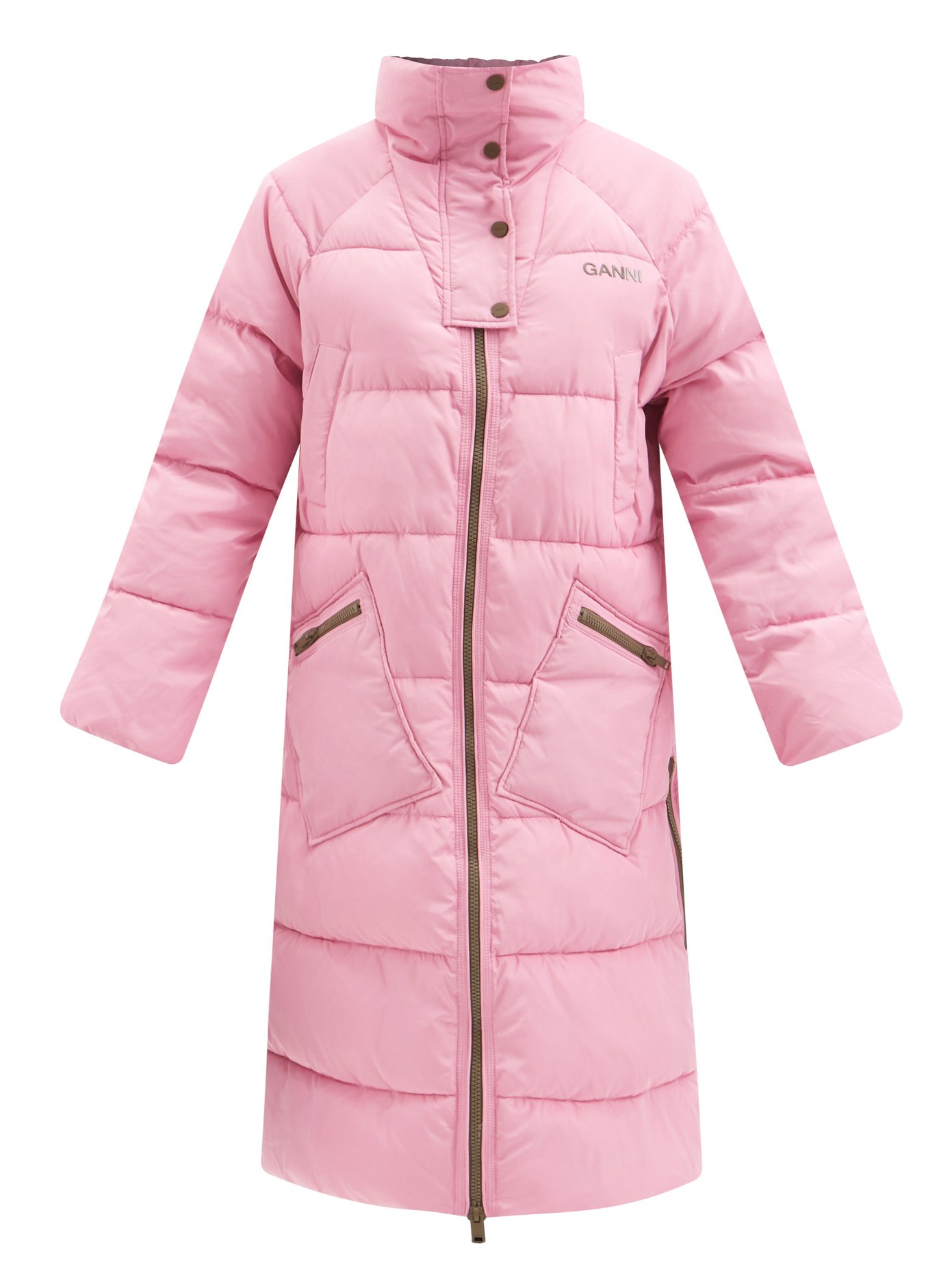 22SS 가니 경량 롱패딩 - 핑크 (친환경 소재) GANNI Pink Longline recycled-fibre padded coat