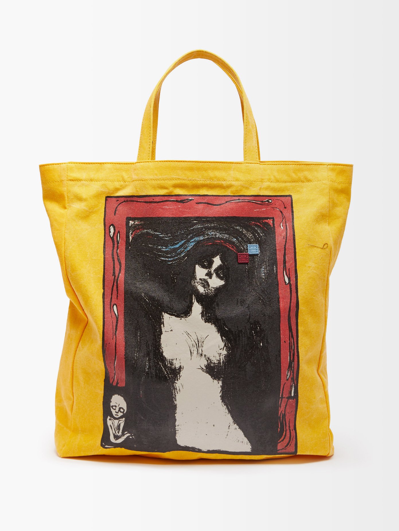 아크네 스튜디오 Acne Studios Yellow Madonna-print cotton-canvas tote bag