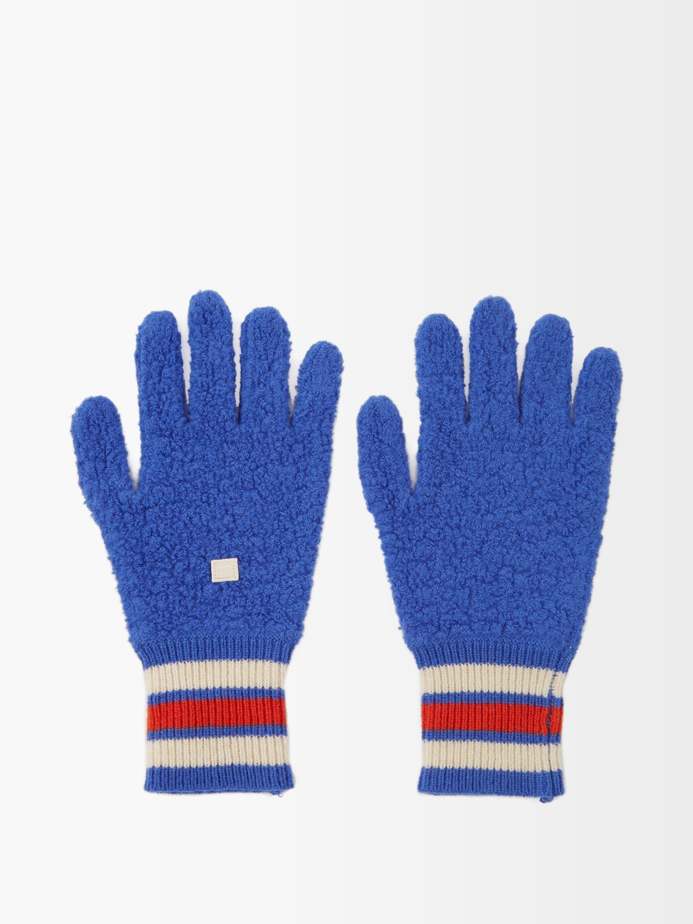 아크네 스튜디오 Acne Studios Blue Face-patch wool-fleece gloves