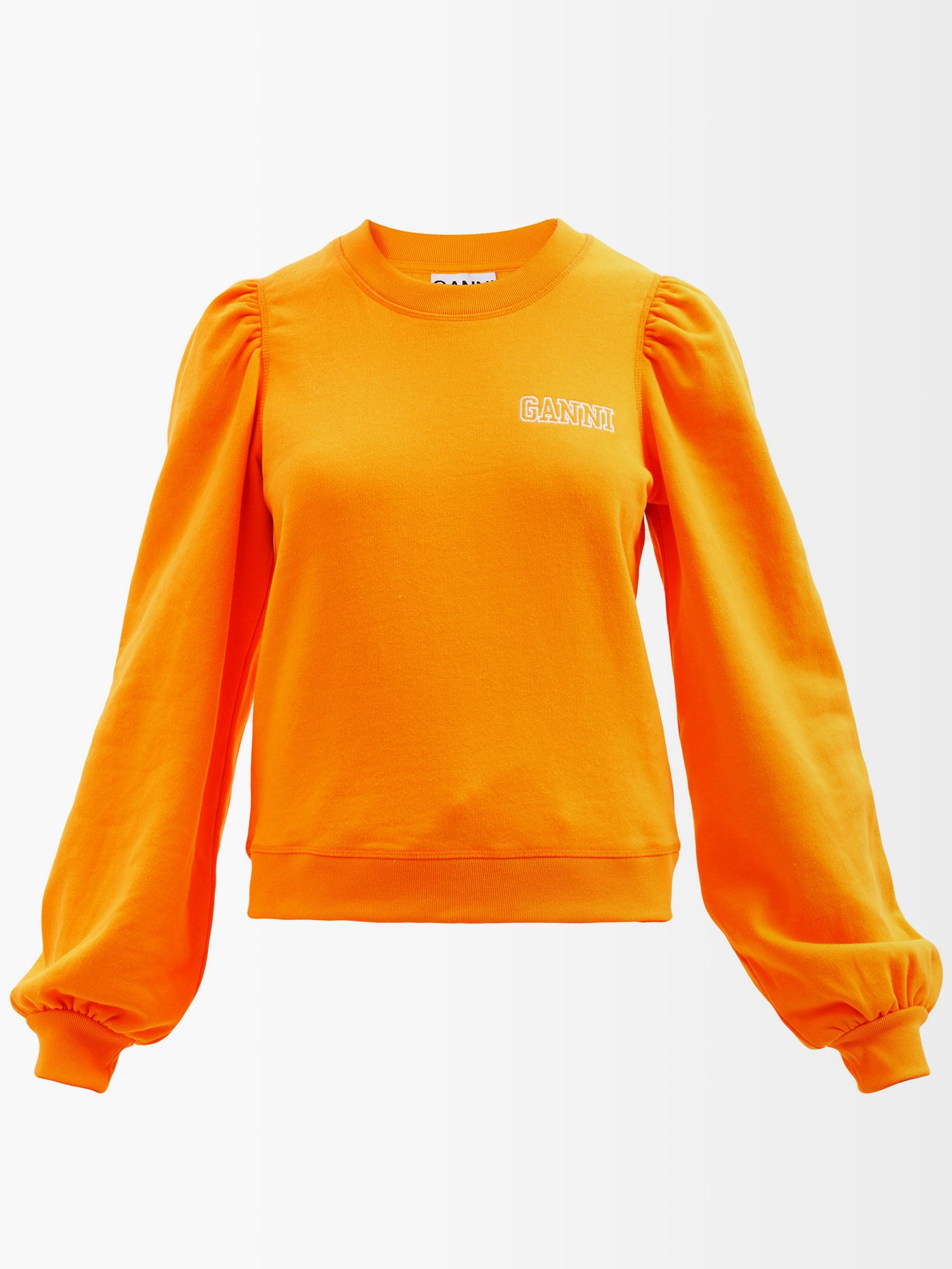 가니 소프트웨어 맨투맨 Ganni ORANGE Software organic-cotton jersey sweatshirt