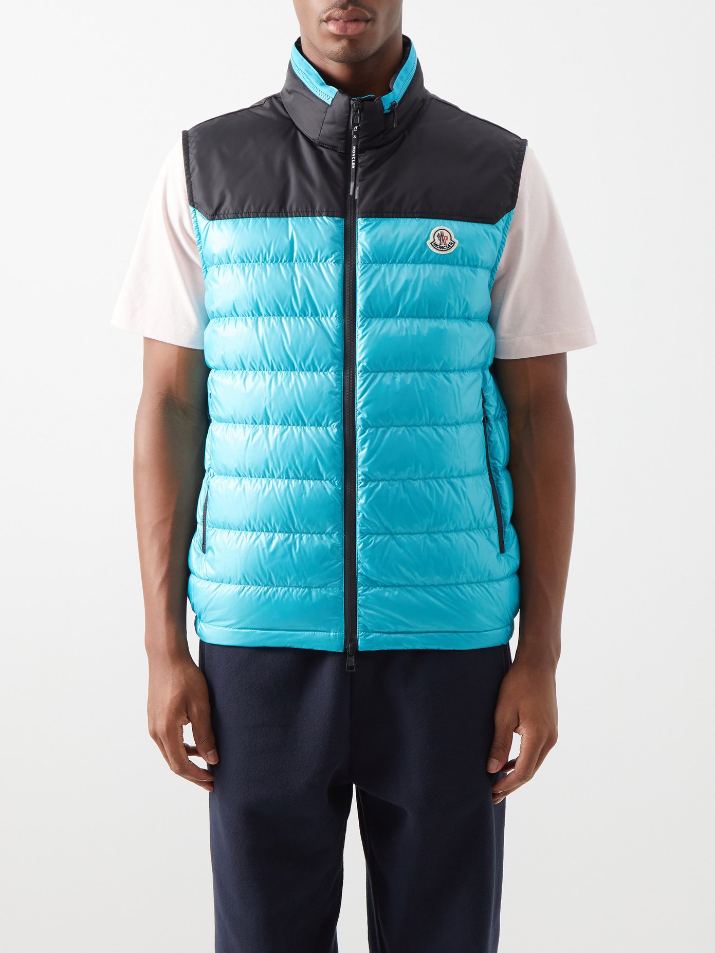 22SS 몽클레어 맨 패딩 조끼  Moncler Blue Ortac logo-patch quilted down gilet