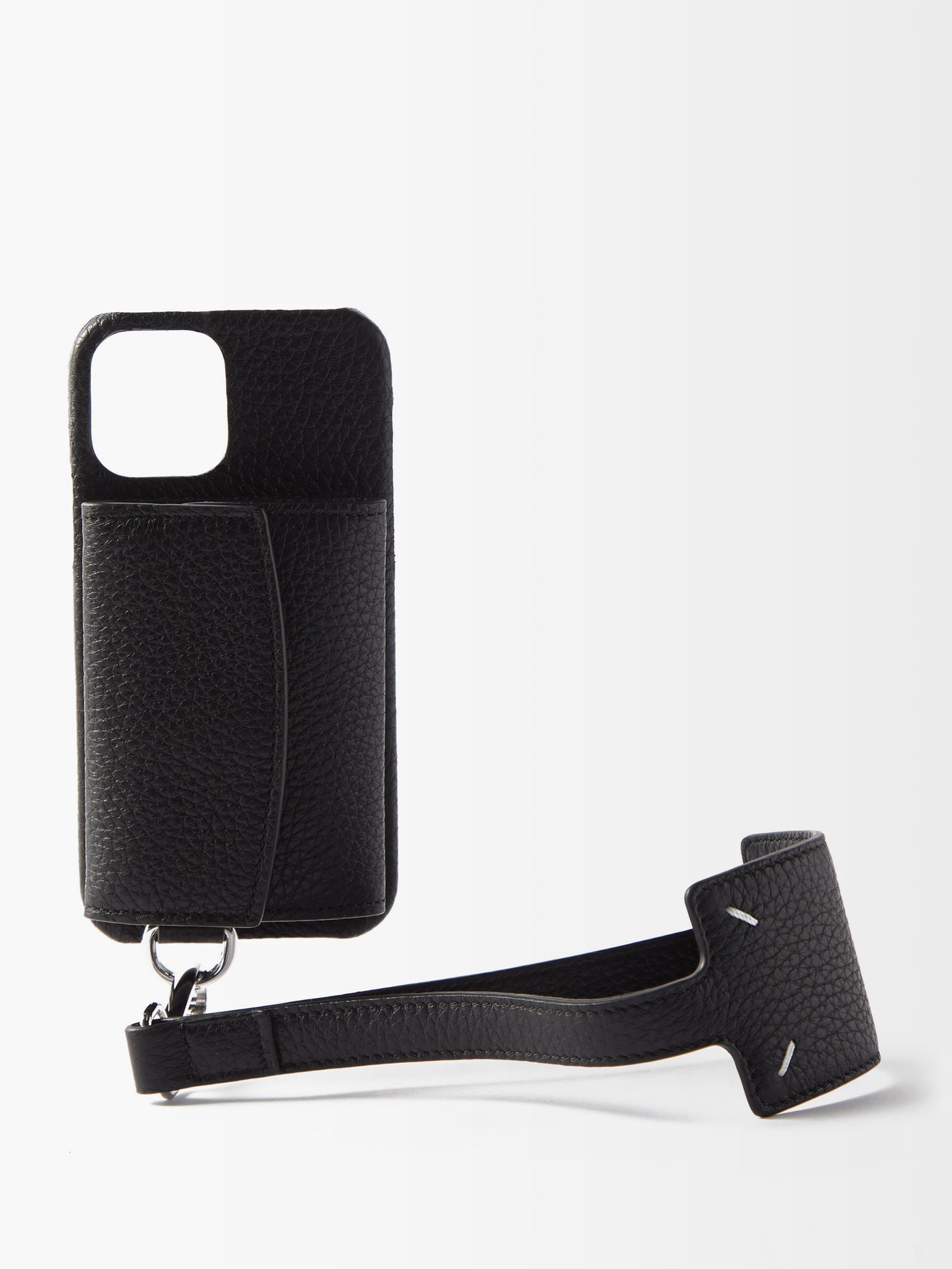 메종 마르지엘라 Maison Margiela Black Wrist-strap leather iPhone 12 case
