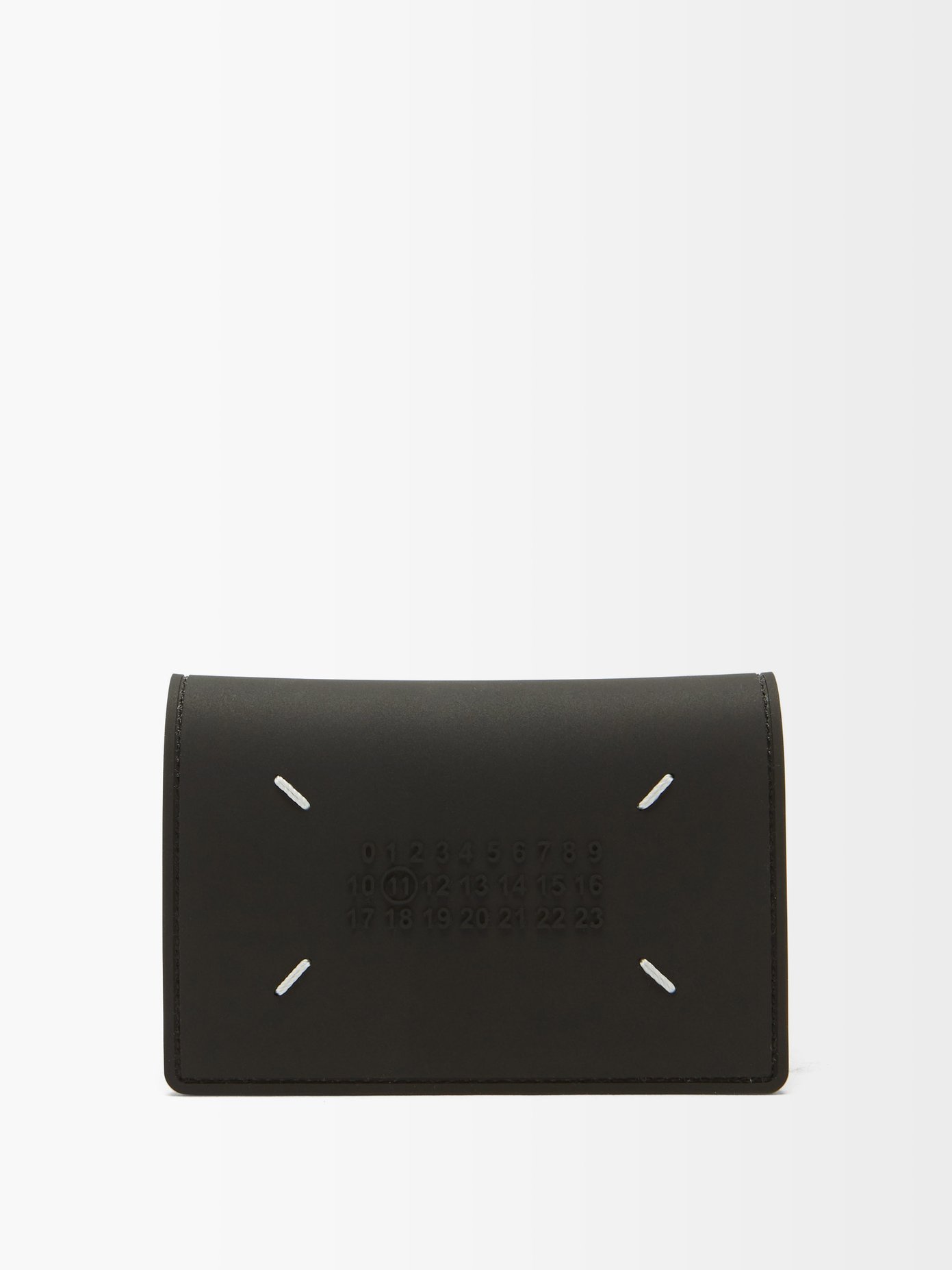 메종 마르지엘라 4스티치 지갑 Maison Margiela Black Four-stitches number-embossed leather wallet