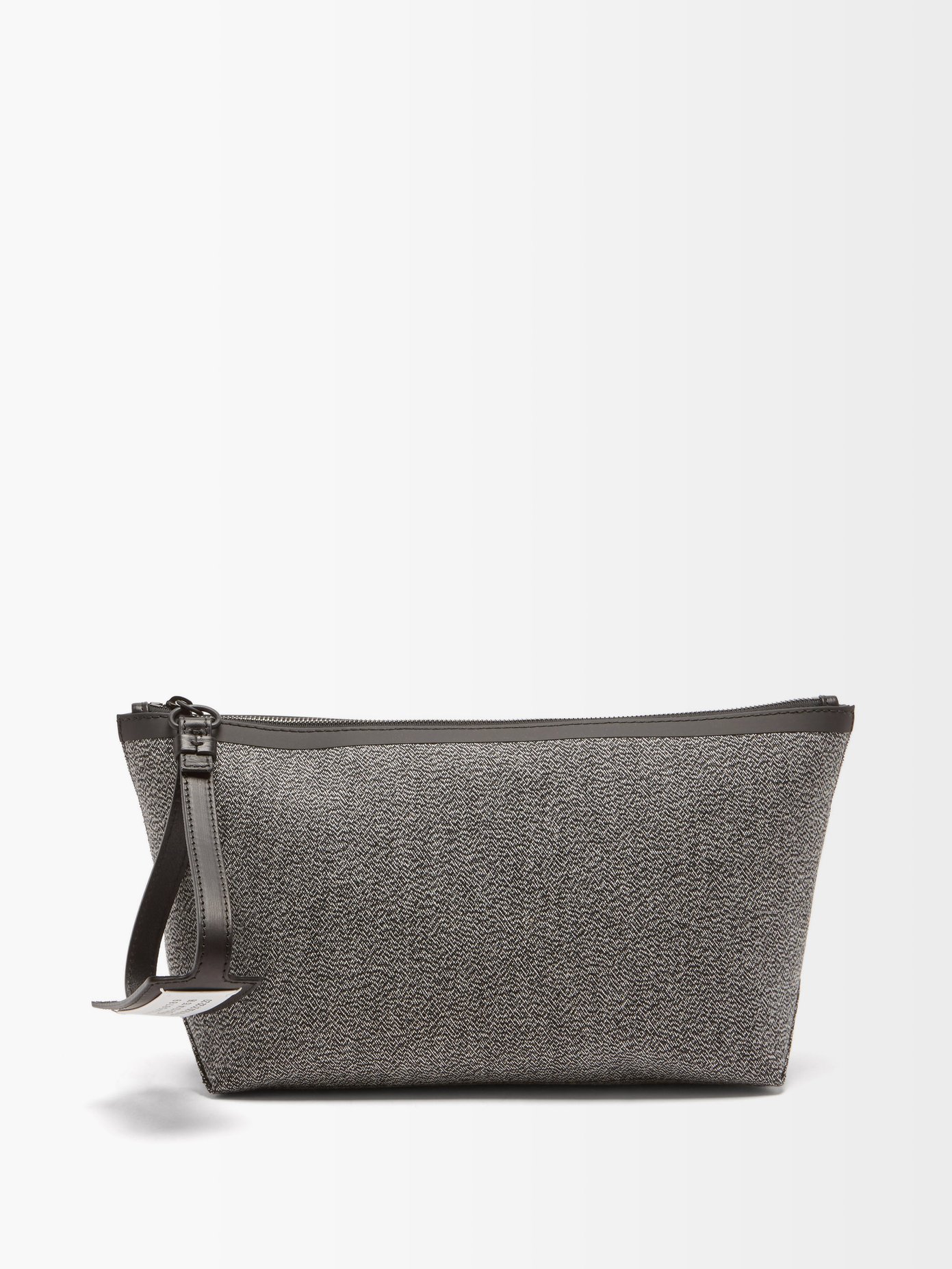 메종 마르지엘라 파우치 Maison Margiela Black Leather-trim cotton-canvas pouch