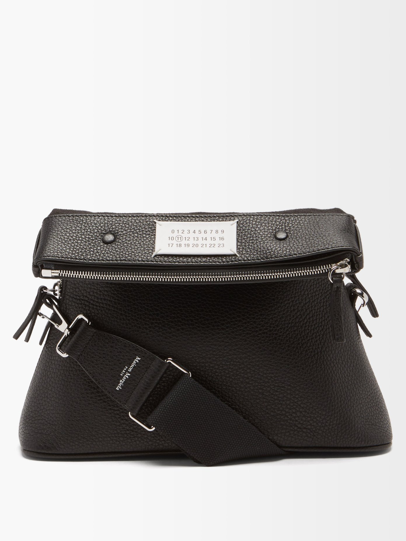 메종 마르지엘라 그레인 가죽 크로스바디백 Maison Margiela Black Grained-leather cross-body bag