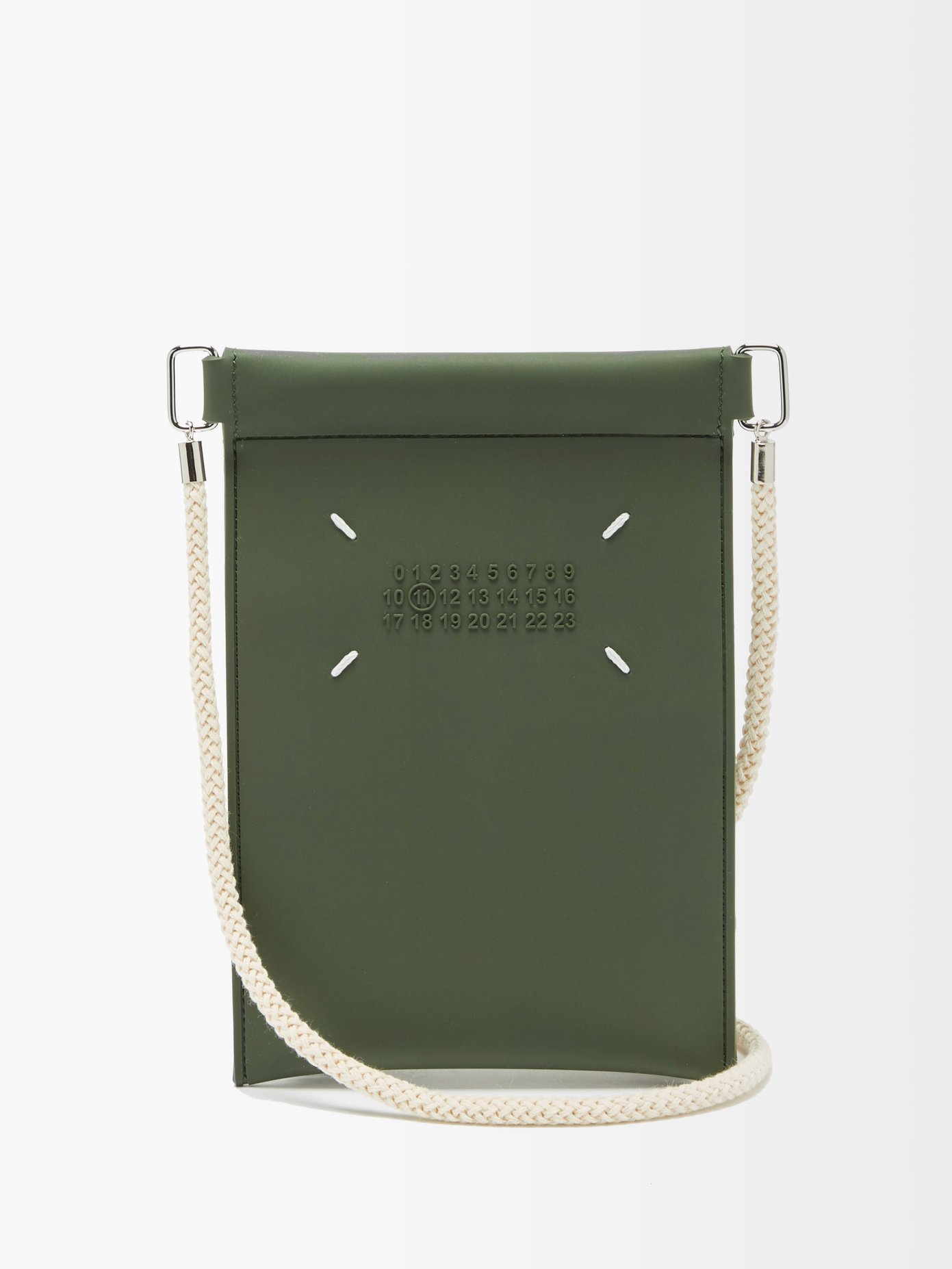 22SS 메종 마르지엘라 4스티치 크로스바디 파우치 Maison Margiela Green Four Stitches faux-leather cross-body pouch