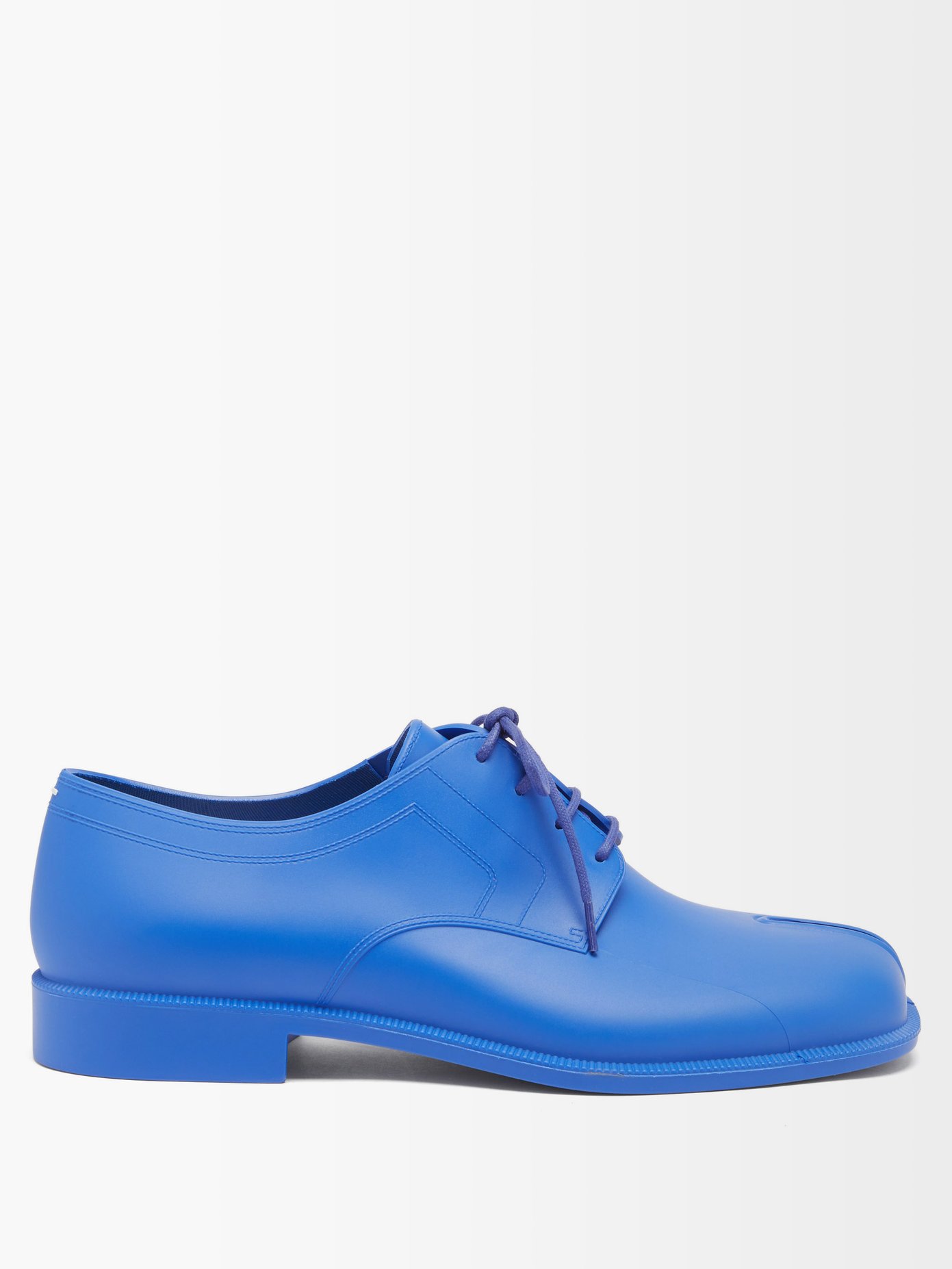 22SS 메종 마르지엘라 타비 스플릿토 더비 슈즈, PVC Maison Margiela Blue Tabi split-toe PVC derby shoes