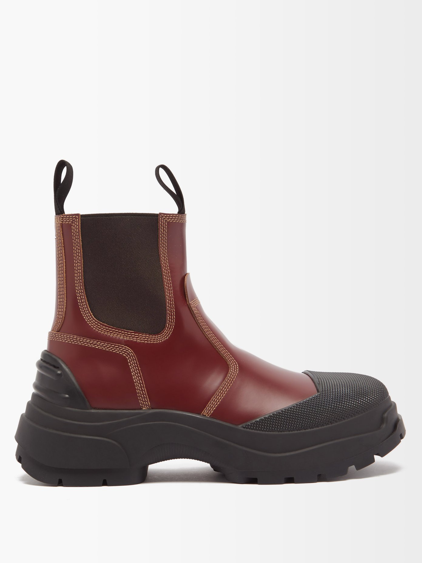 메종 마르지엘라 Maison Margiela Burgundy Topstitched leather Chelsea boots