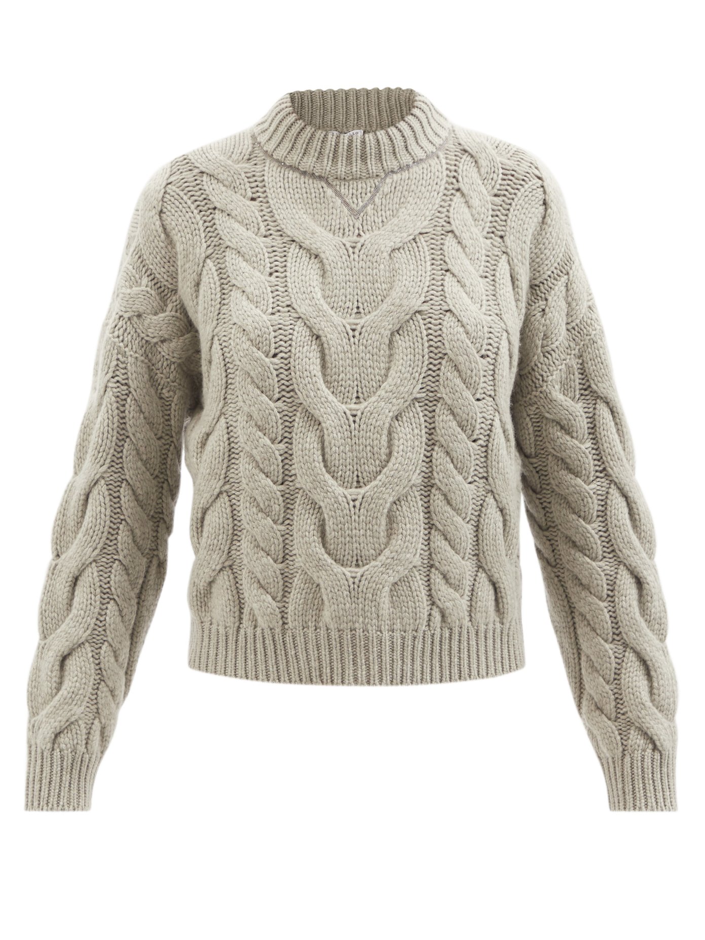 브루넬로 쿠치넬리 꽈배기 니트 캐시미어 스웨터 Brunello Cucinelli Grey Cable-knit cashmere sweater