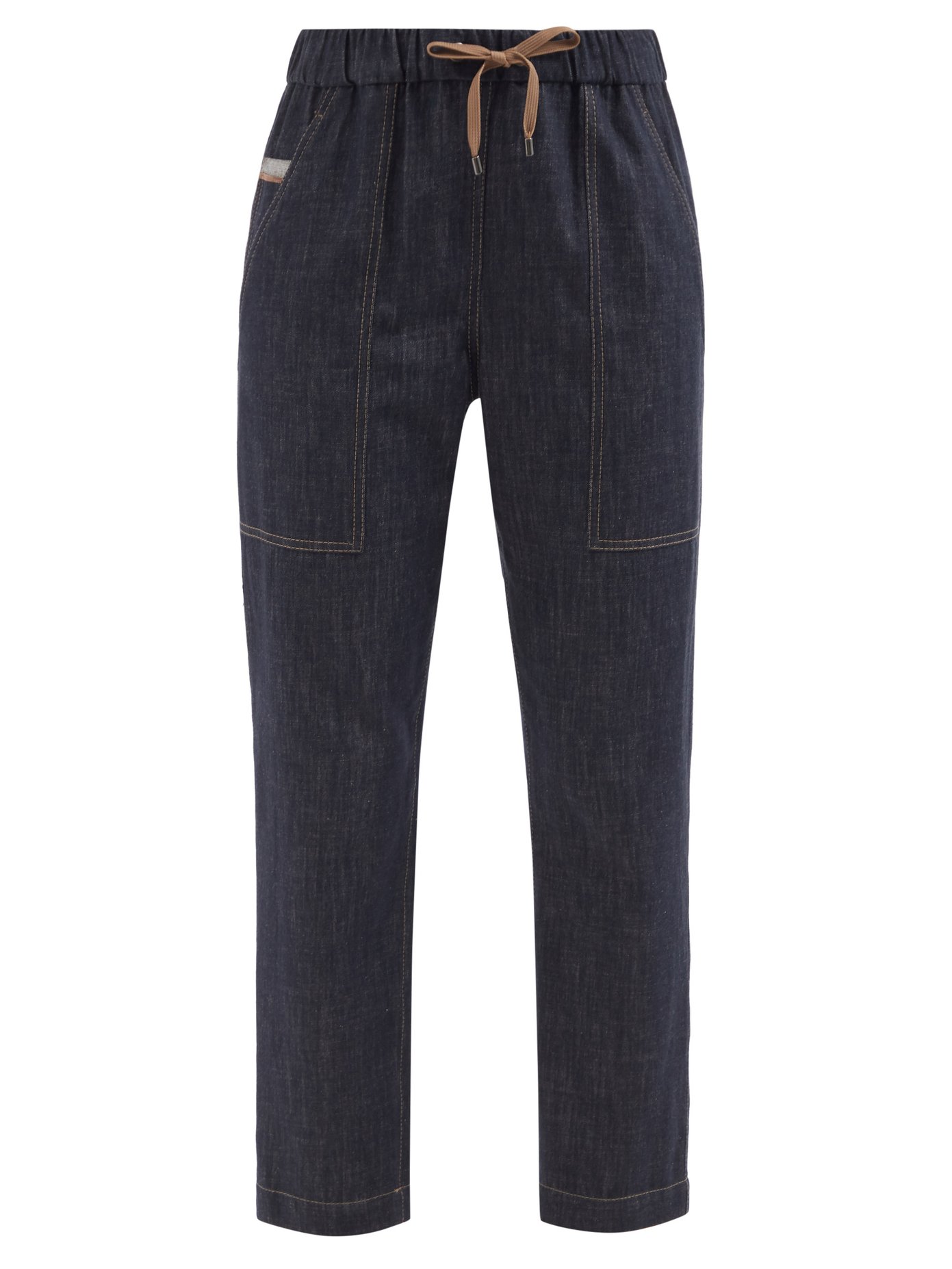브루넬로 쿠치넬리 청바지 Brunello Cucinelli  Navy Monili-embellished denim jeans