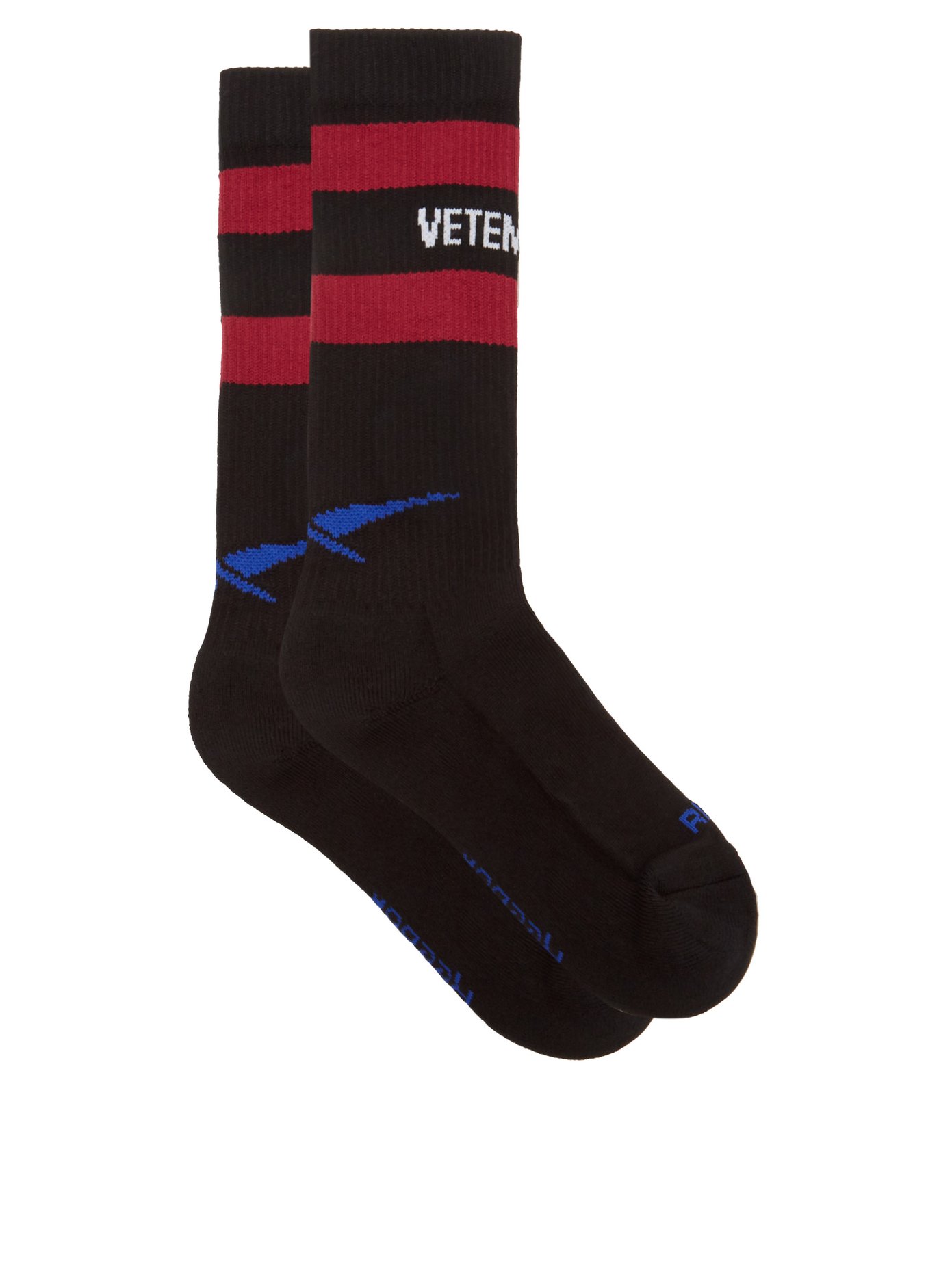 베트멍 X 리복 콜라보 로고 양말 Vetements Black X Reebok logo-jacquard socks