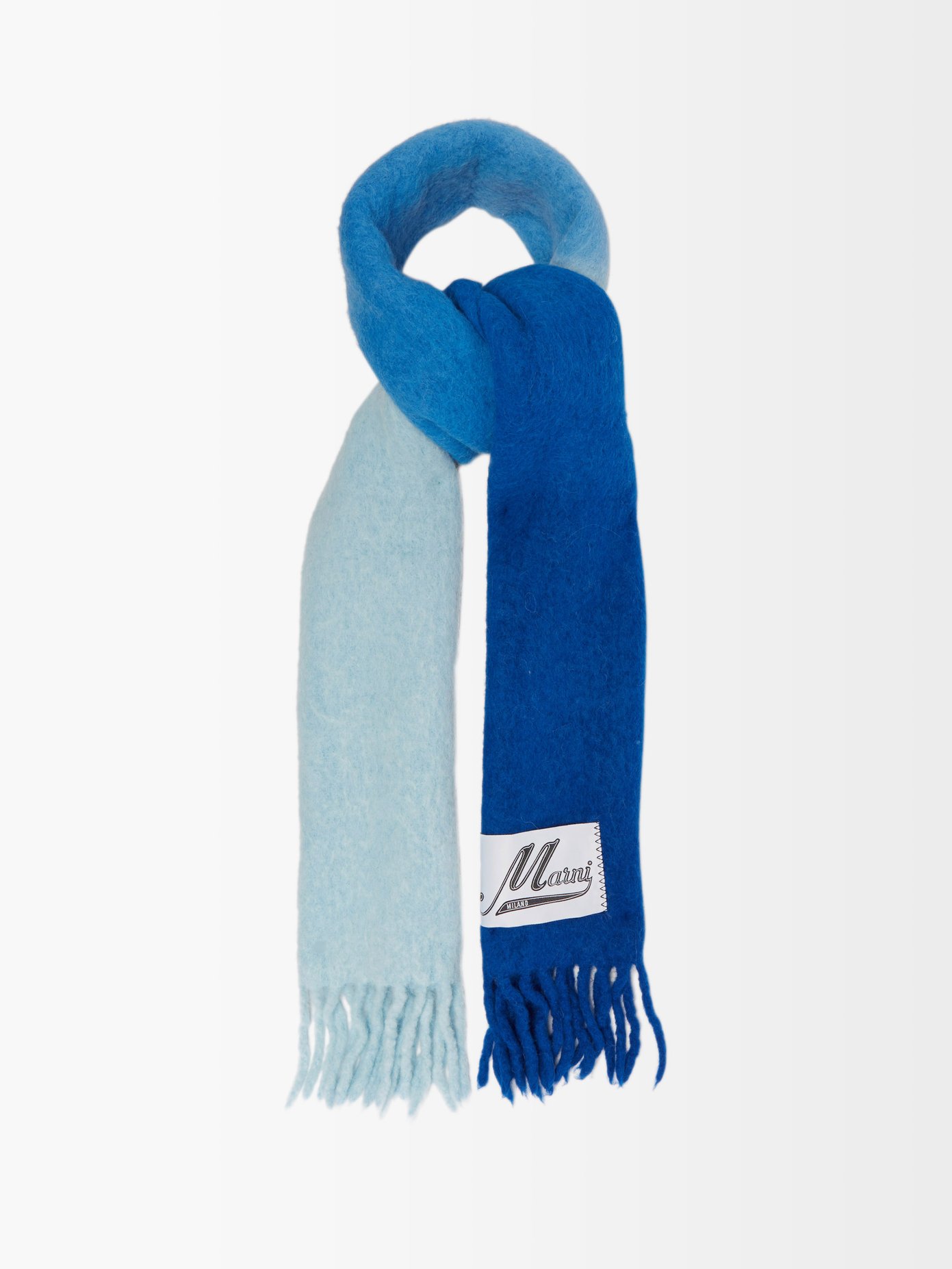 마르니 옴브레 알파카 머플러 Marni Blue Ombre alpaca-blend scarf