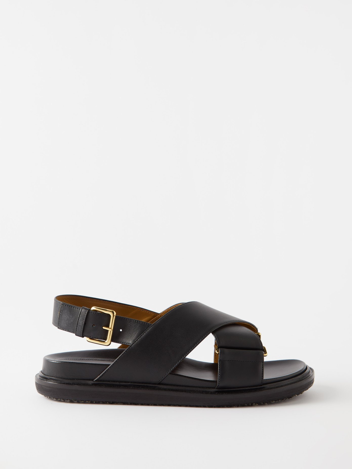 마르니 퍼스뱃 플랫 샌들 Marni Black Fussbett leather flat sandals