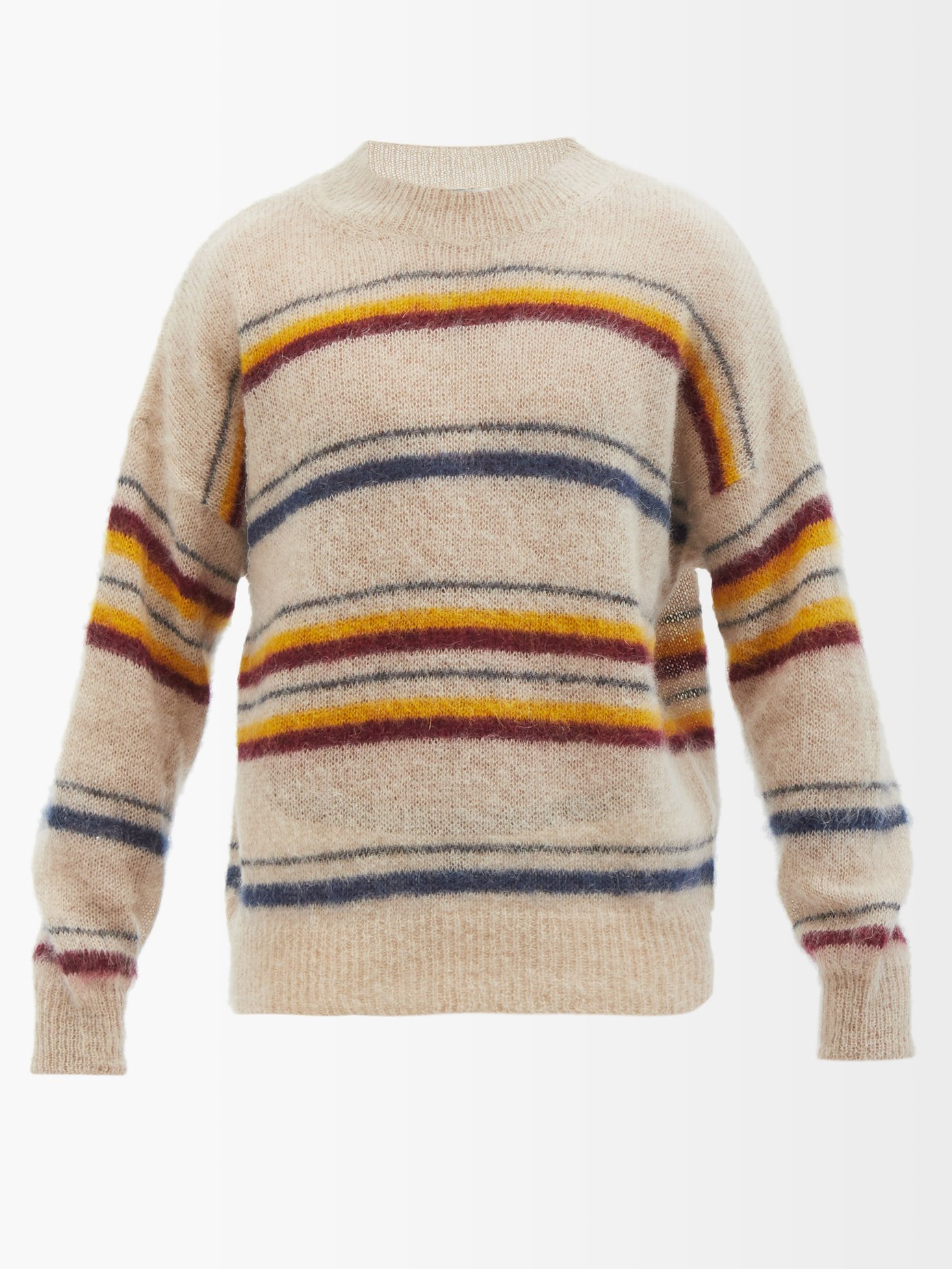 이자벨 마랑 옴므 스트라이프 모헤어 스웨터 Isabel Marant Neutral Drussellh striped mohair-blend sweater