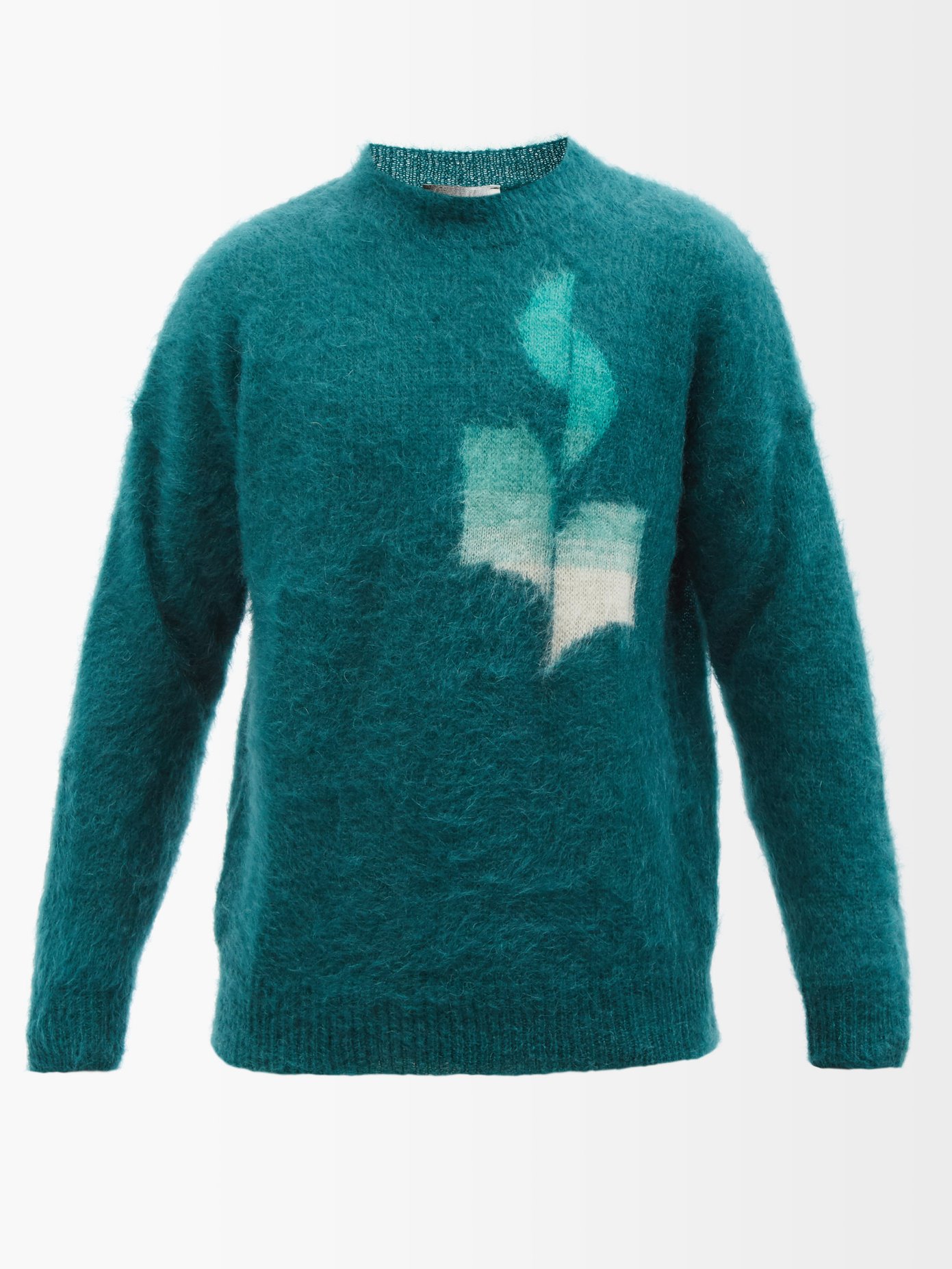 이자벨 마랑 옴므 Drany 로고 인타르시아 모헤어 스웨터 - 그린 (정우성 착용) Isabel Marant Green Drany logo-intarsia mohair-blend sweater