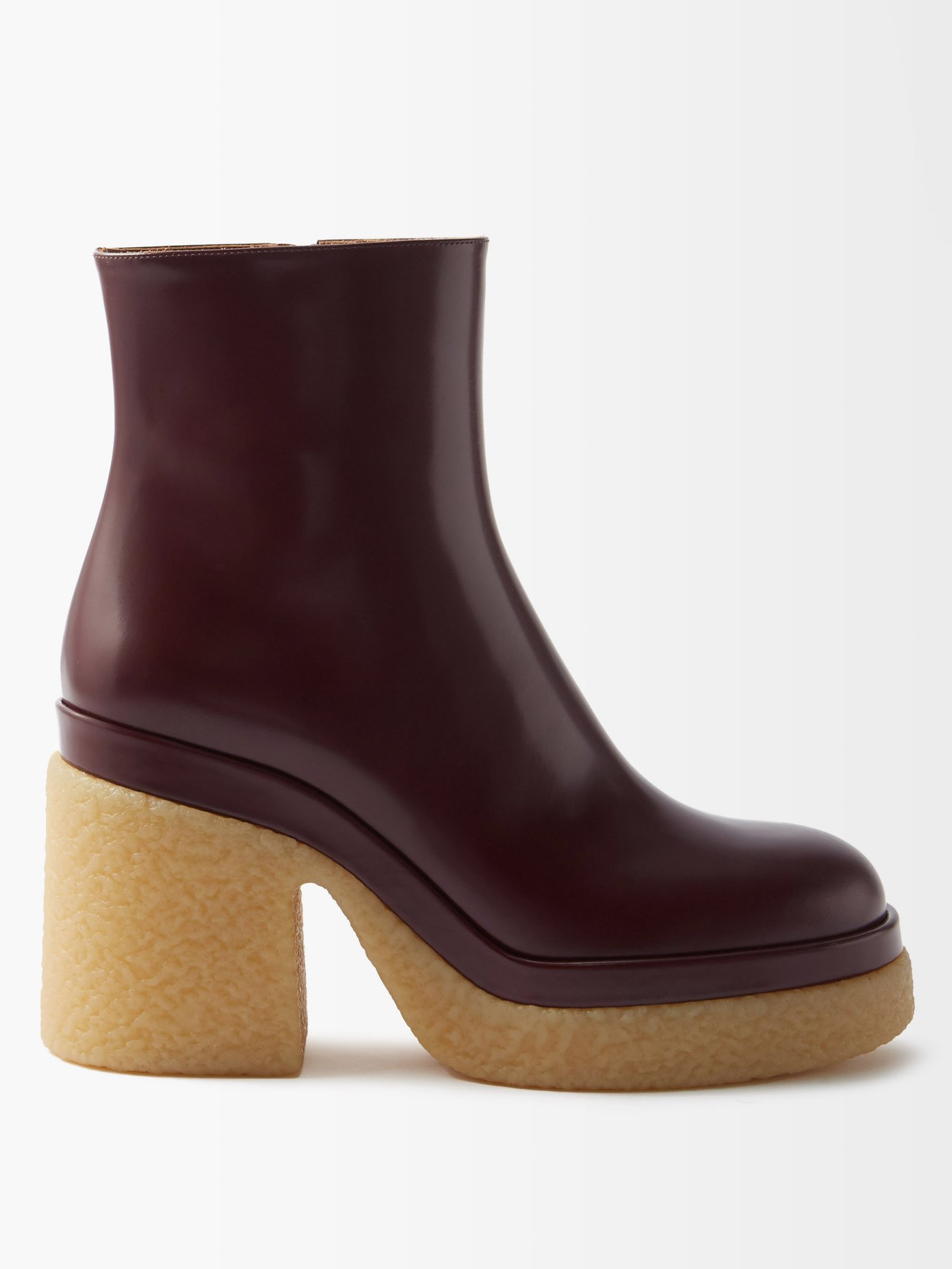 22SS 끌로에 앵클 부츠 Chloe Burgundy Kurtys leather ankle boots