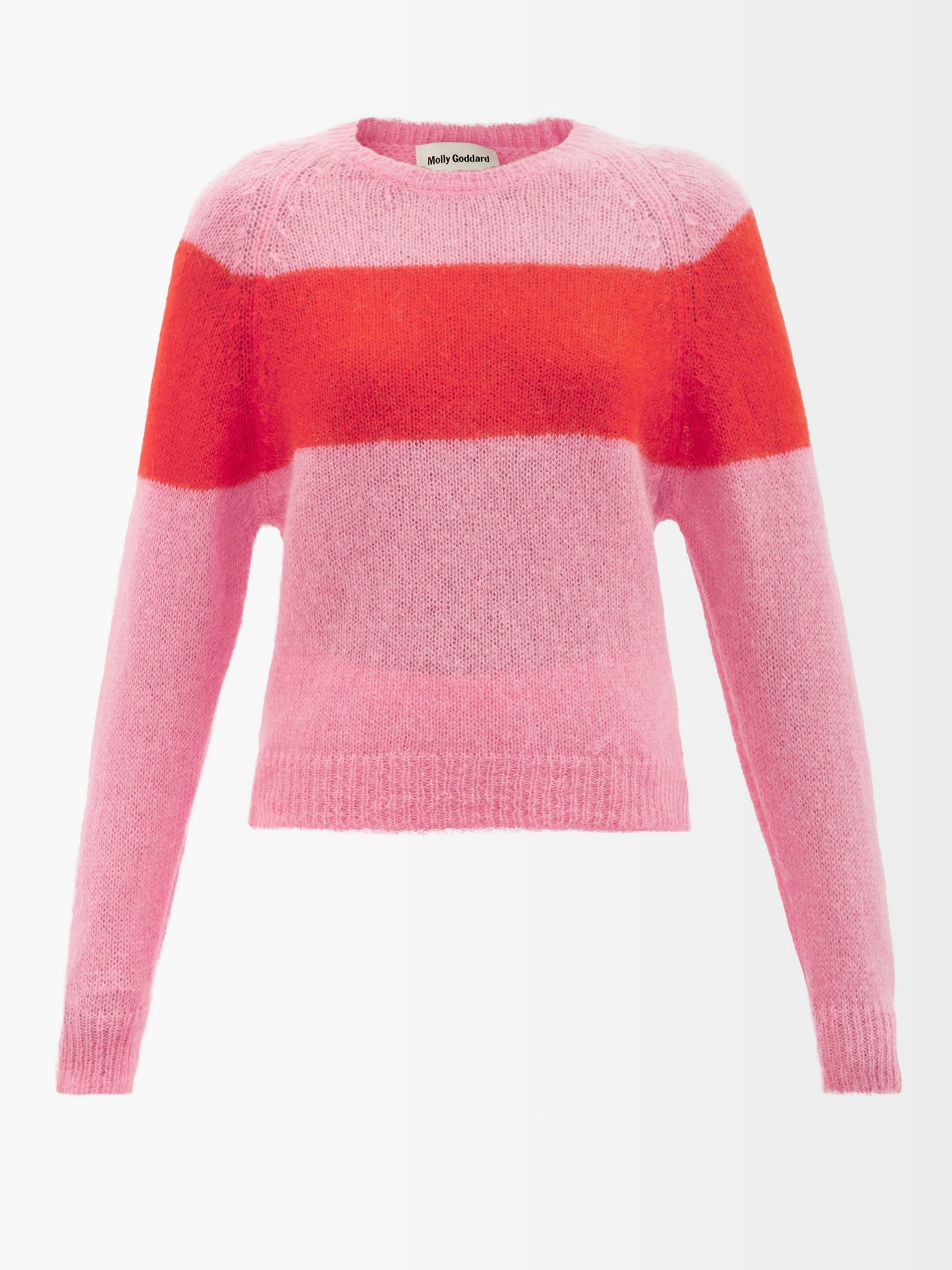 몰리 고다드 스웨터 Molly Goddard Pink Sofia stripe-intarsia mohair-blend sweater