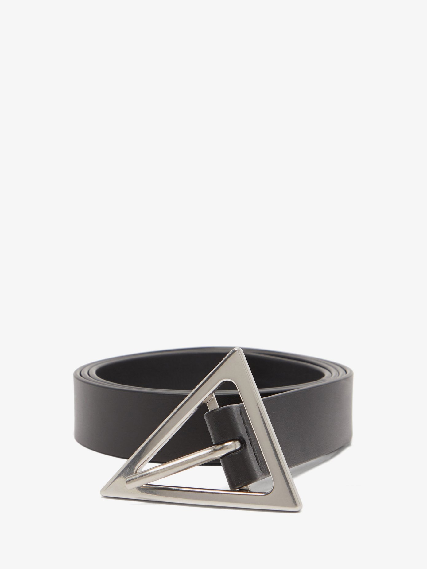 보테가 베네타 트라이앵글 버클 벨트 Bottega Veneta Black Triangle-buckle smooth-leather belt