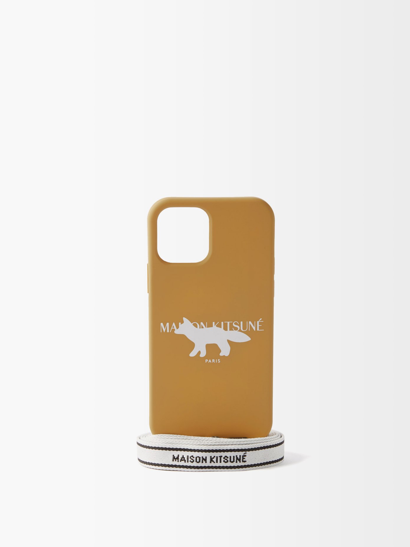 메종 키츠네 Maison Kitsune Beige Strap-embellished iPhone 12 case