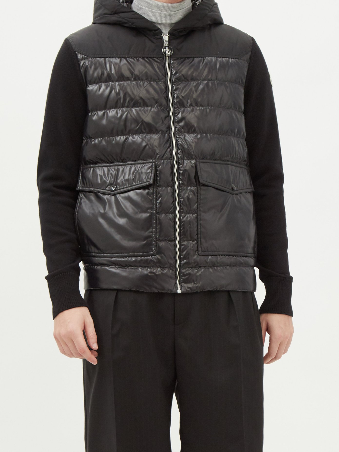 몽클레어 Moncler Black Quilted-shell and knit down jacket