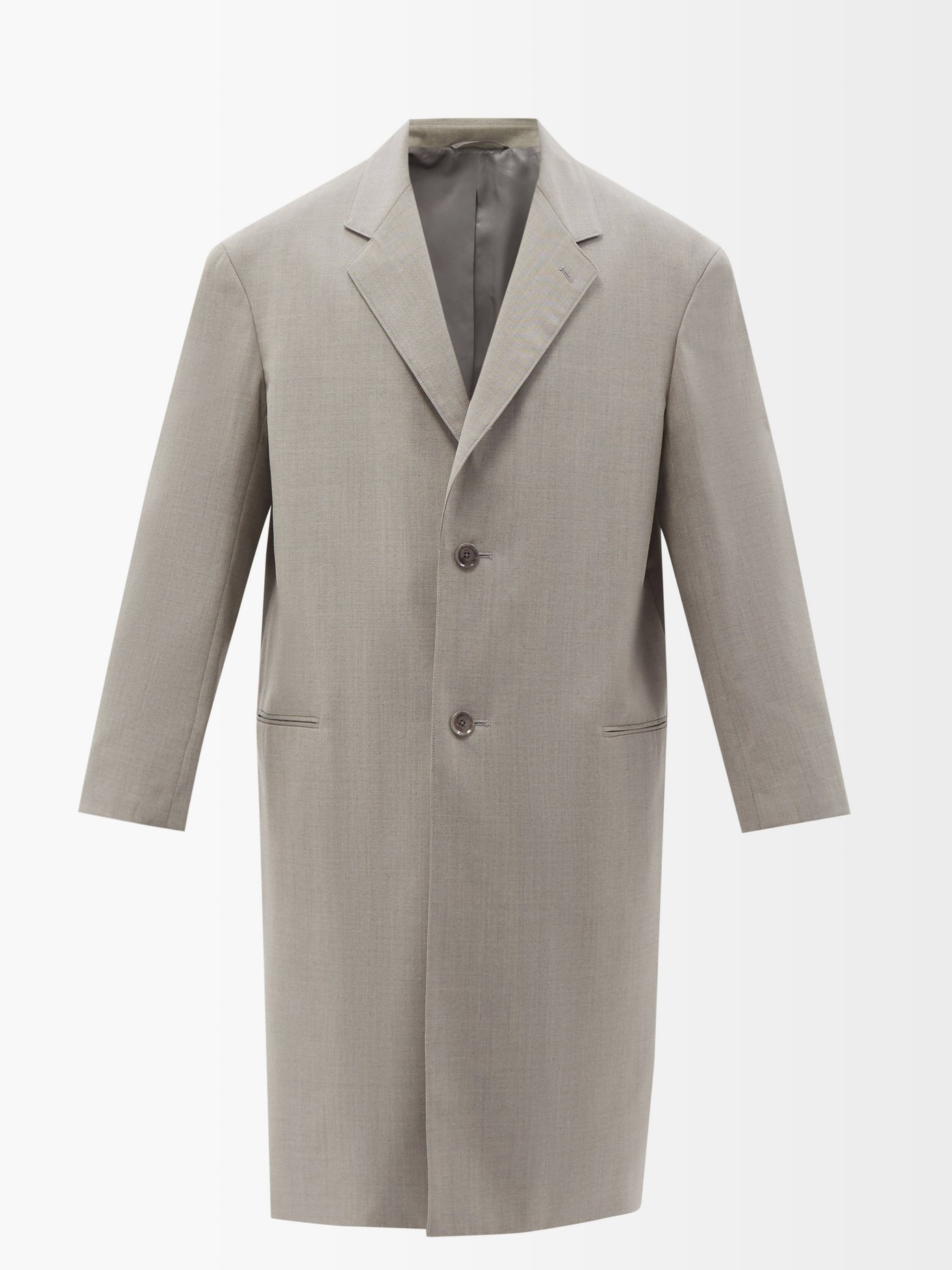 르메르 Lemaire Grey Single-breasted canvas coat