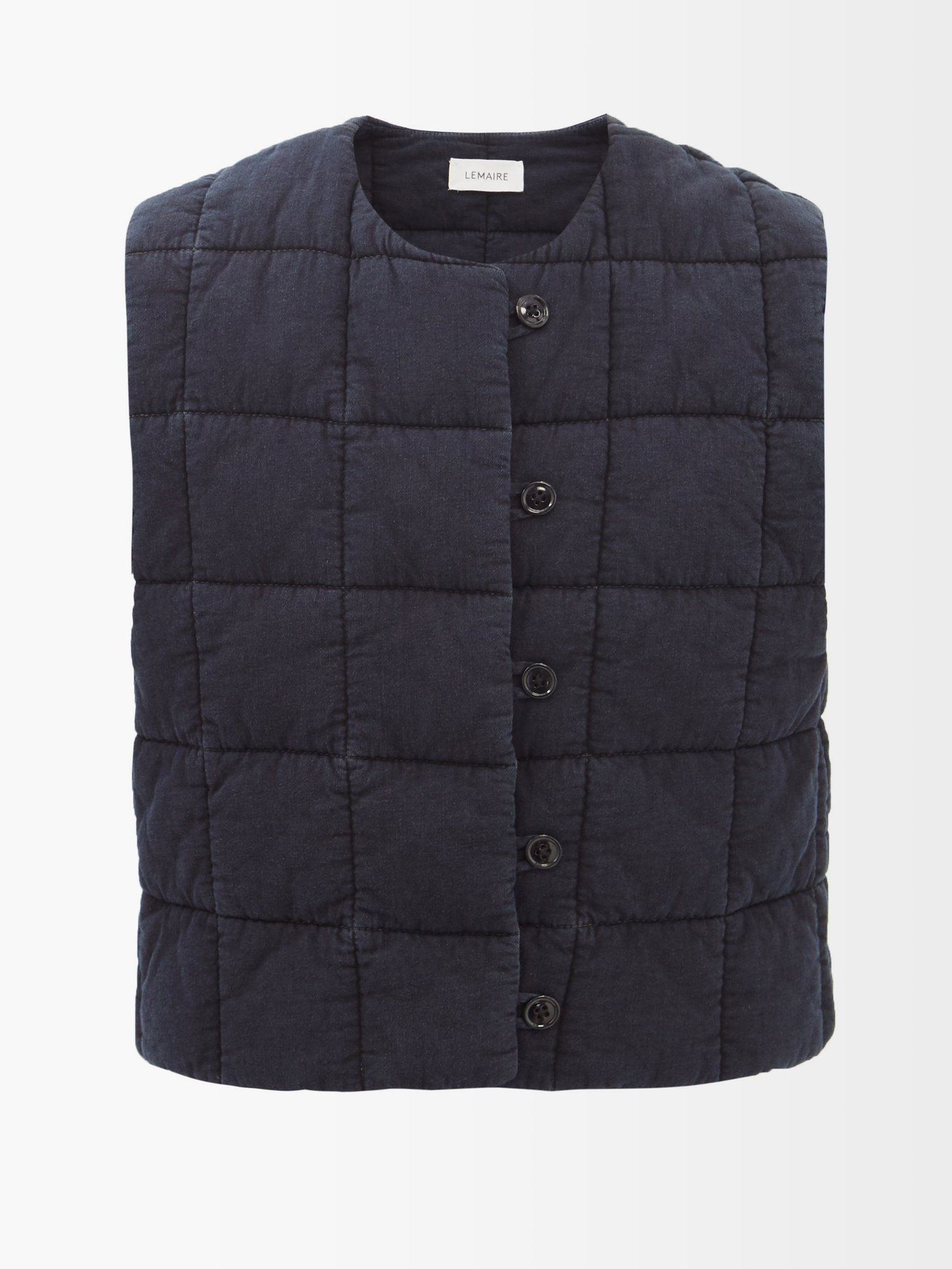22SS 르메르 퀼팅 데님 조끼 Lemaire Navy Quilted denim gilet